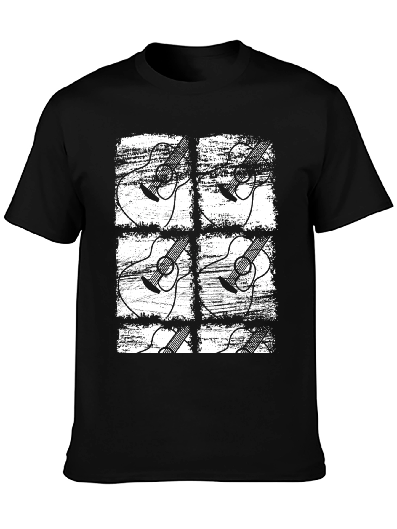 Guitar Grunge Graphic Tee - Black T-Shirt