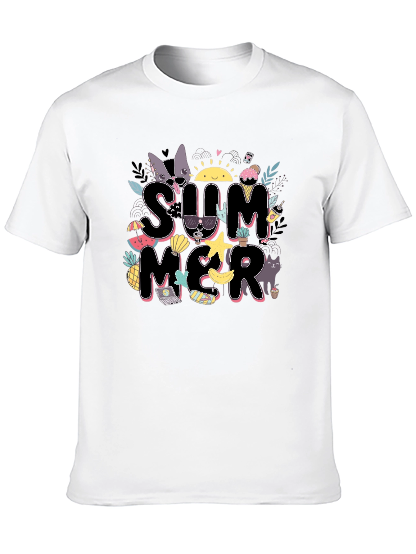 Summer Graphic Tee - Black Cotton Blend