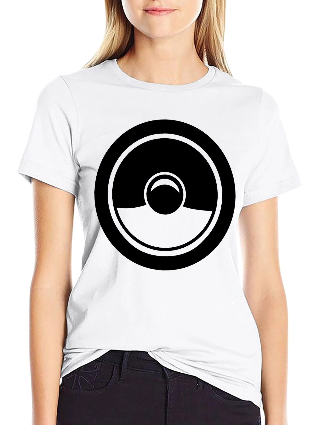 Stylish Black Graphic Tee - Circular Design