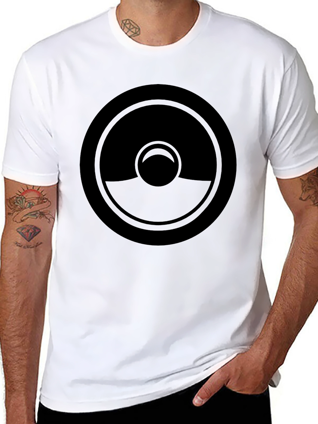 Stylish Black Graphic Tee - Circular Design