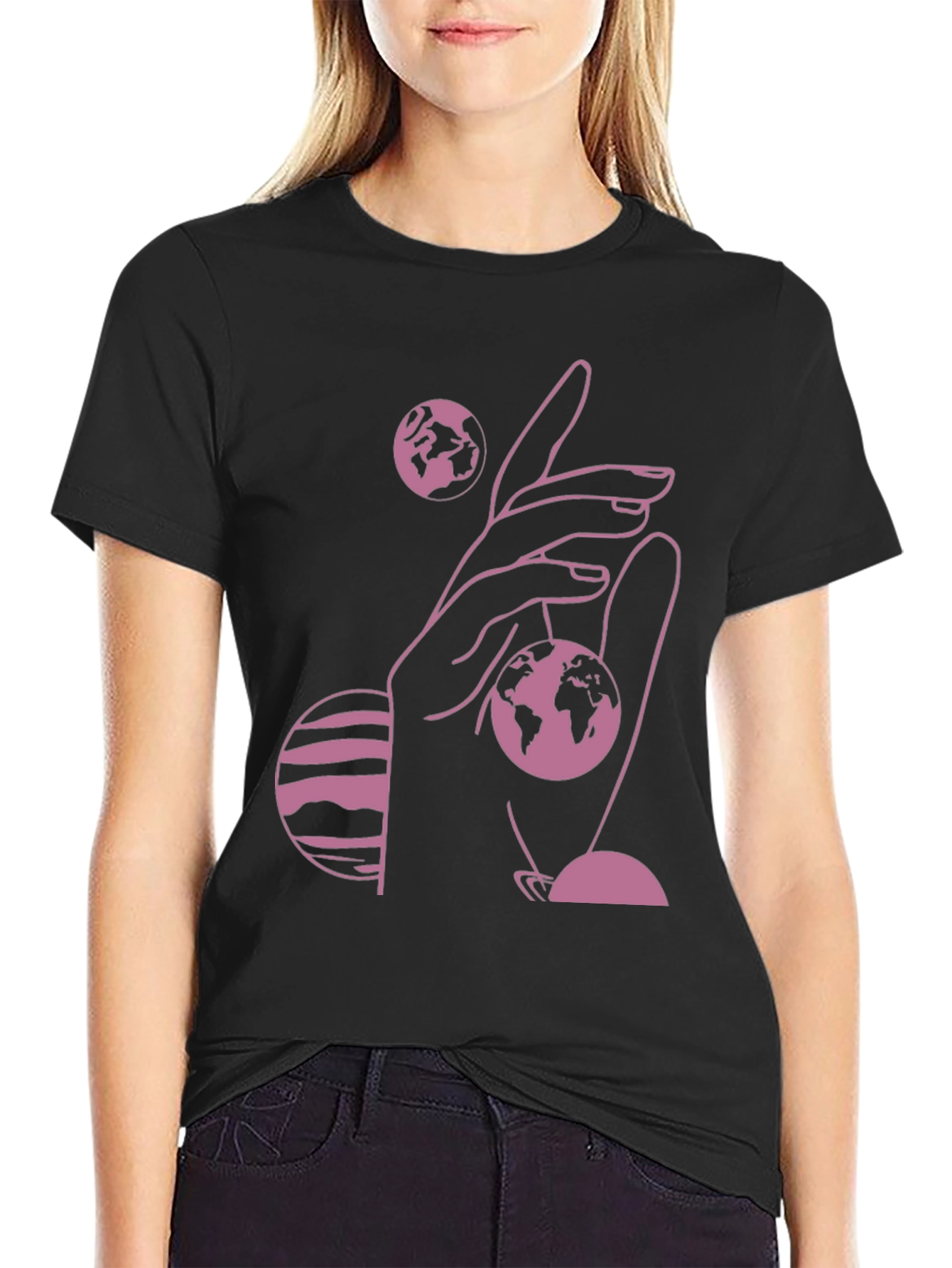 Cosmic Hand Graphic Tee - Black