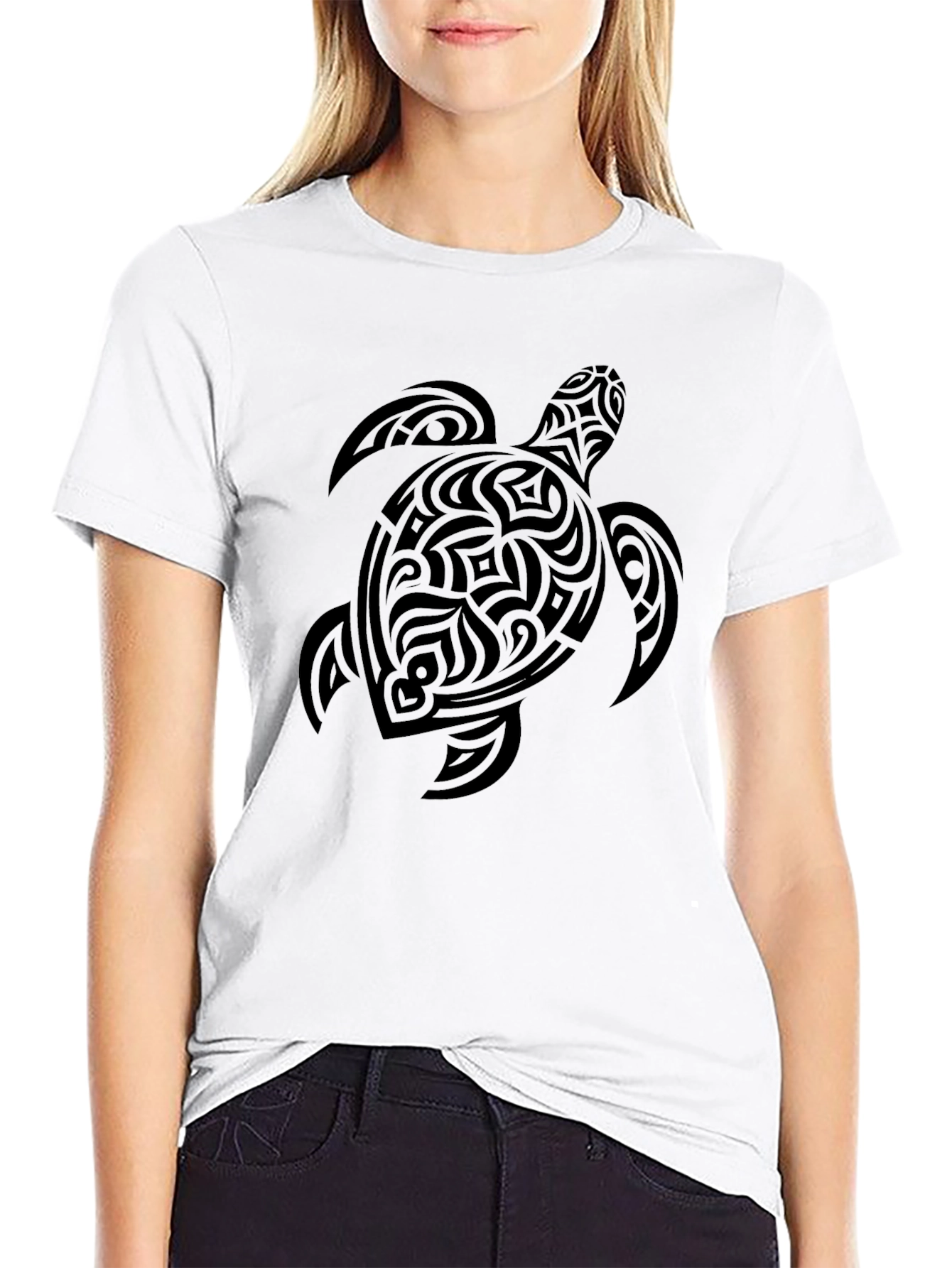 Tribal Turtle Graphic Black T-Shirt