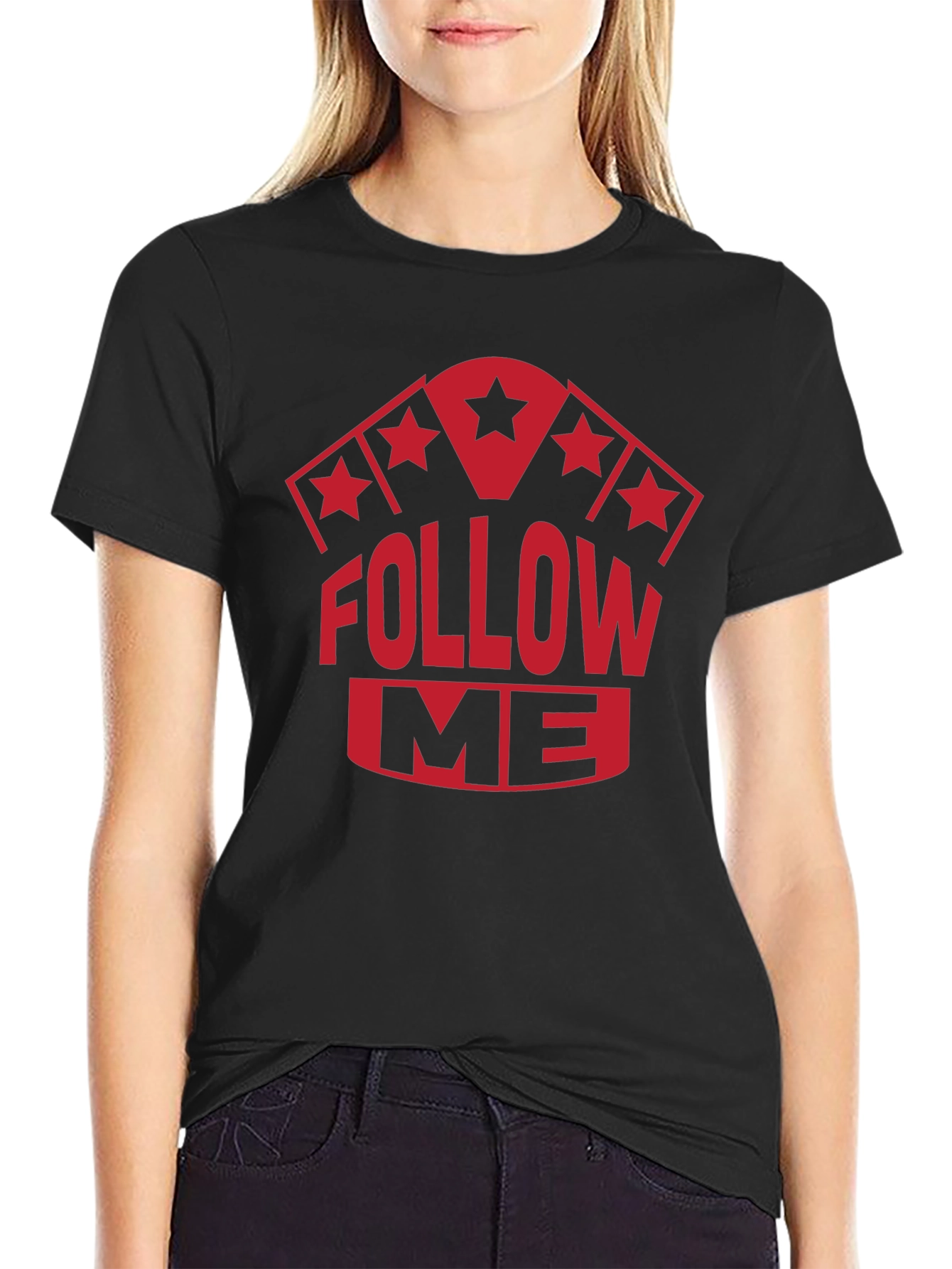 Follow Me Graphic T-Shirt - Black Cotton Tee