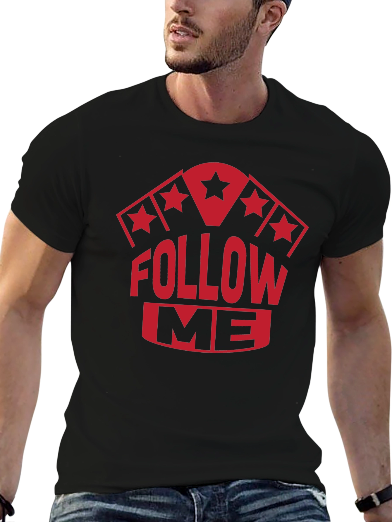 Follow Me Graphic T-Shirt - Black Cotton Tee
