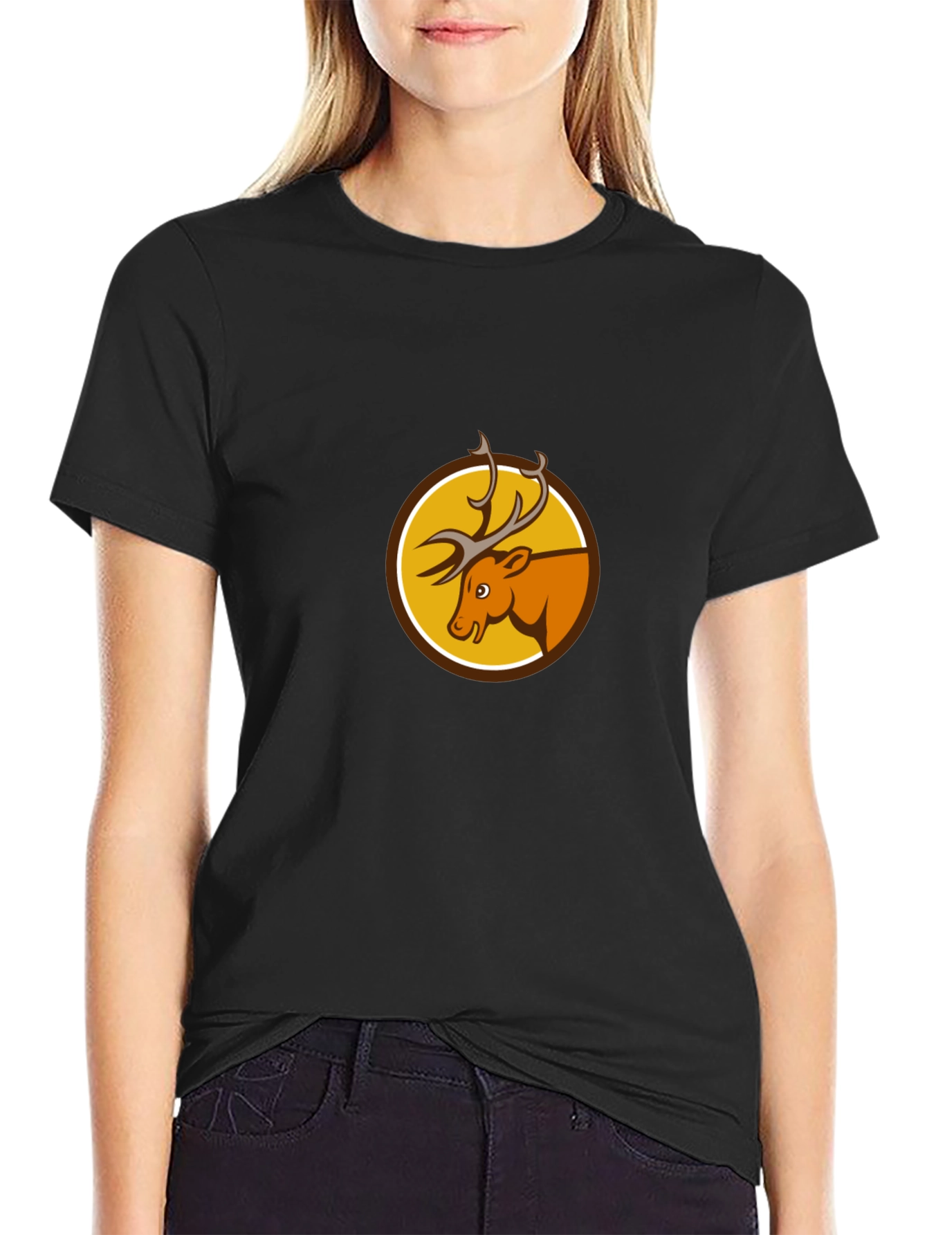 Deer Emblem Black T-Shirt
