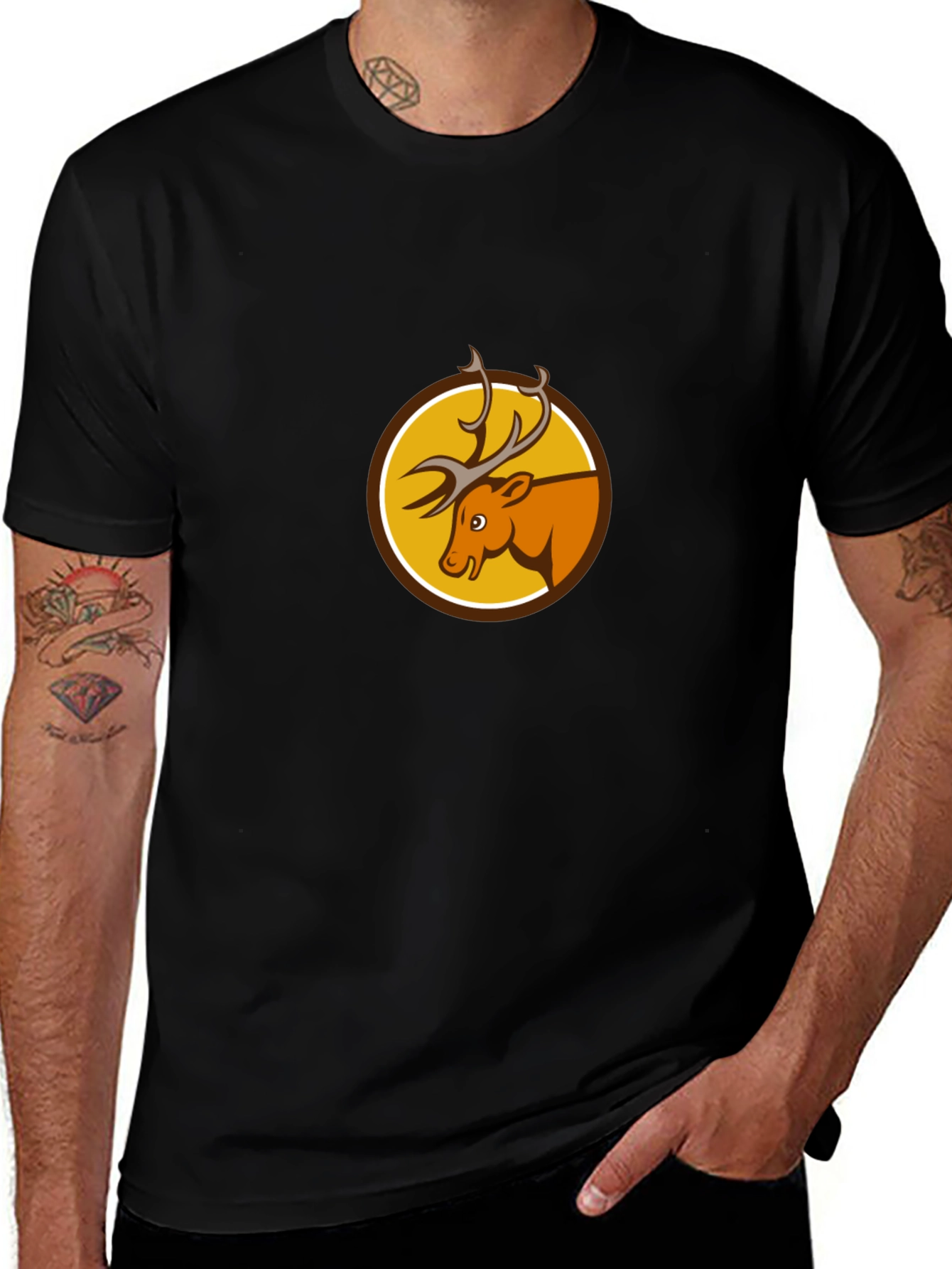 Deer Emblem Black T-Shirt