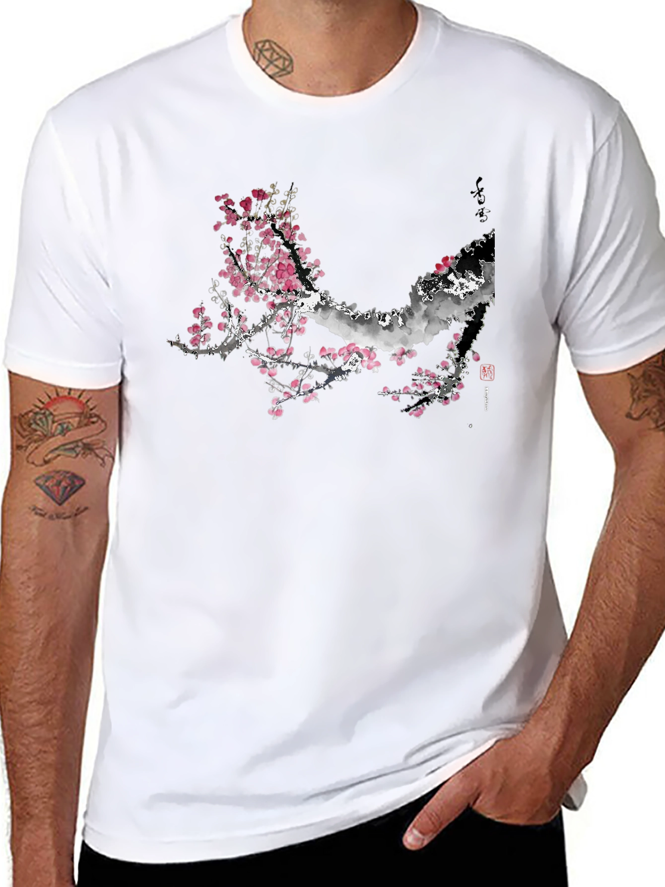 Blossom Branch Graphic Black Tee