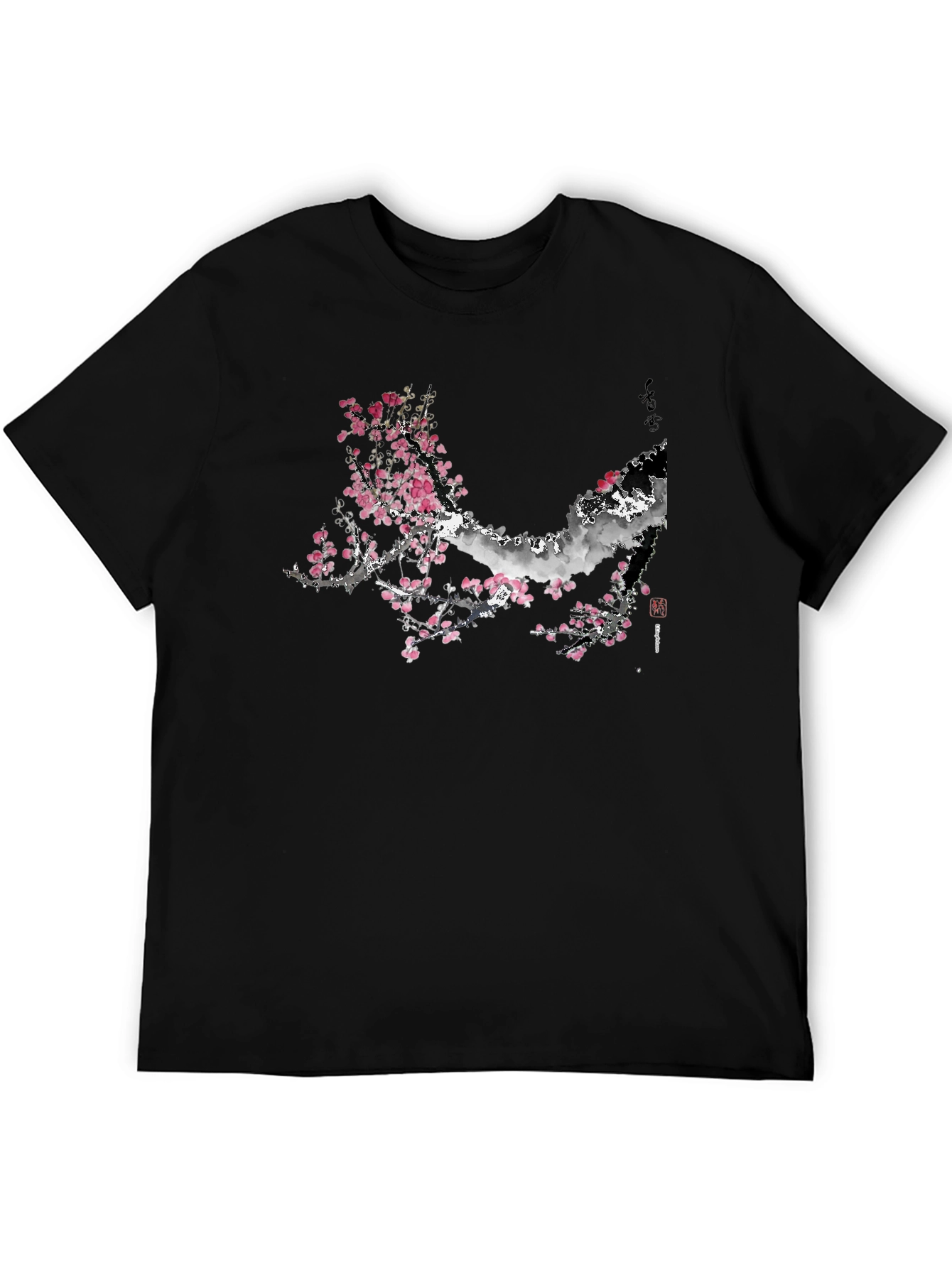 Blossom Branch Graphic Black Tee