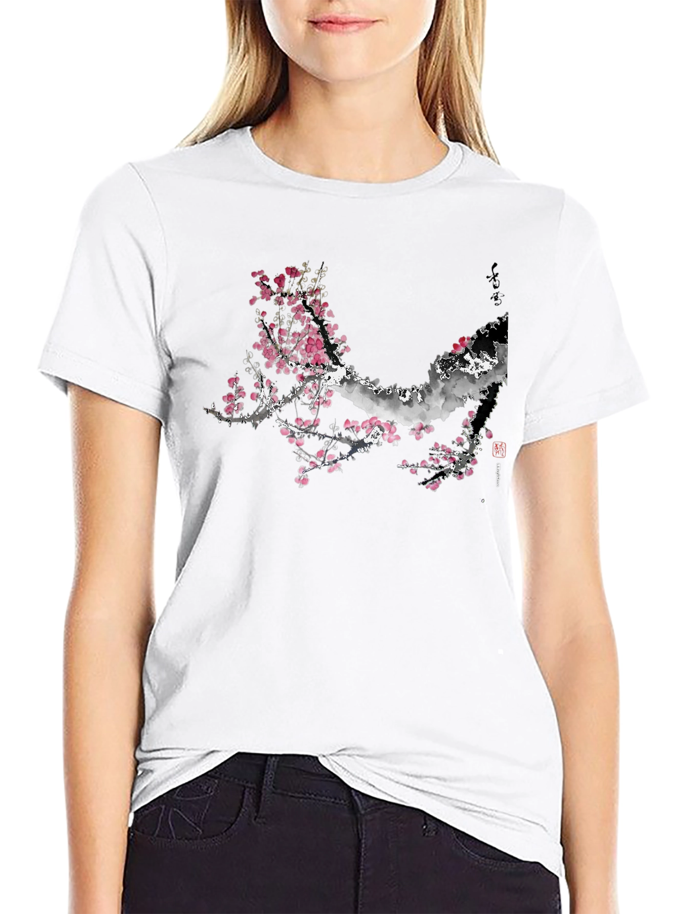 Blossom Branch Graphic Black Tee