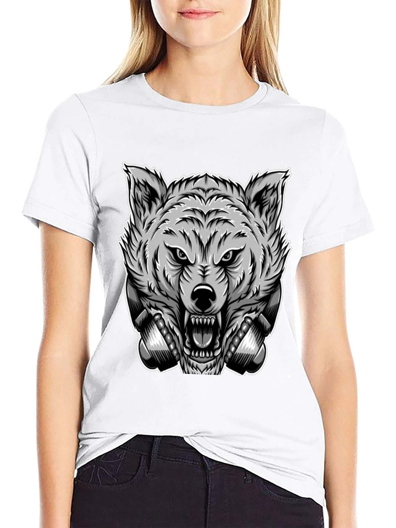 Wolf Graphic Print T-Shirt - Fierce Style