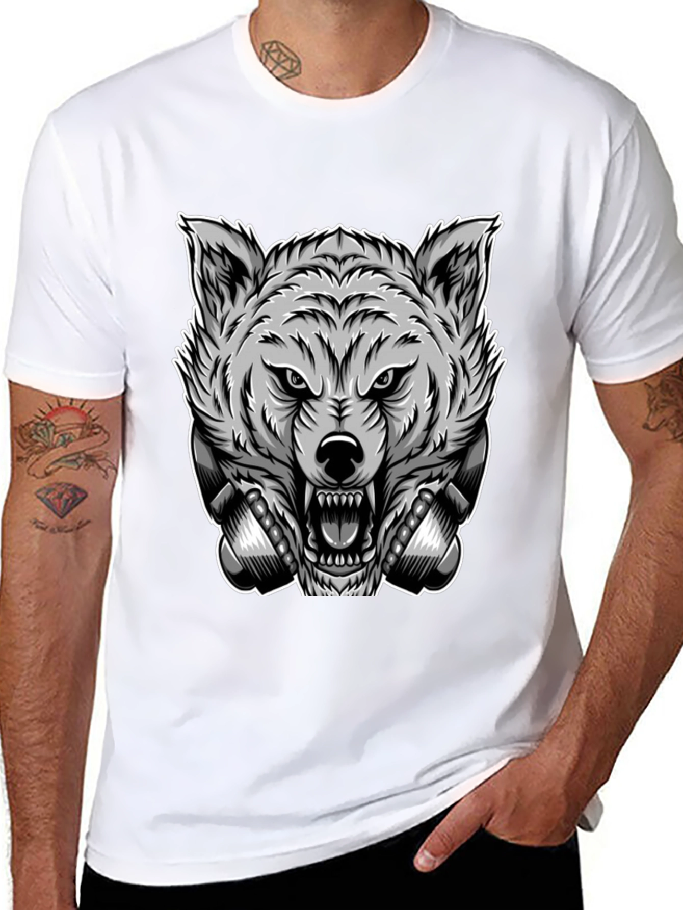 Wolf Graphic Print T-Shirt - Fierce Style