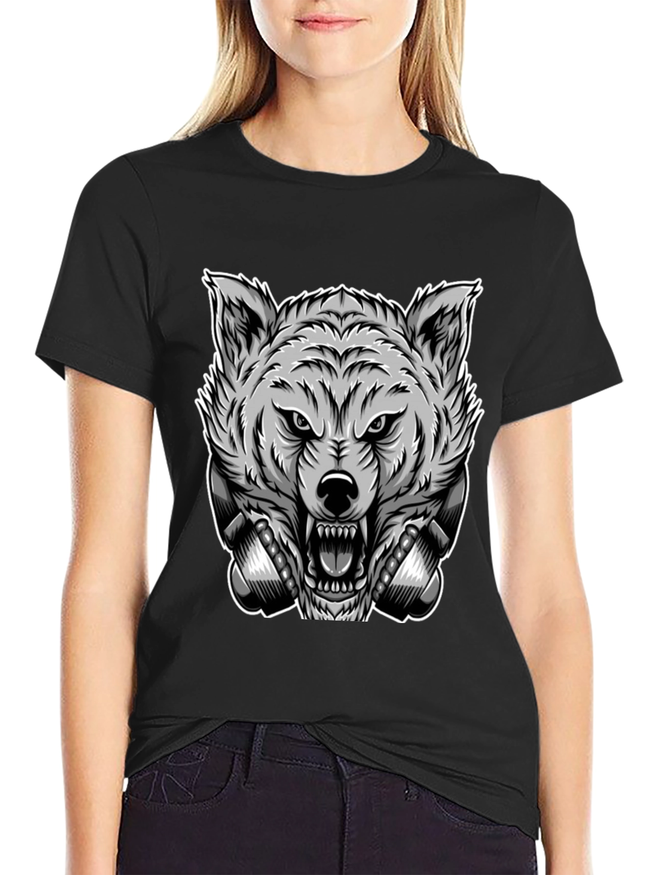 Wolf Graphic Print T-Shirt - Fierce Style