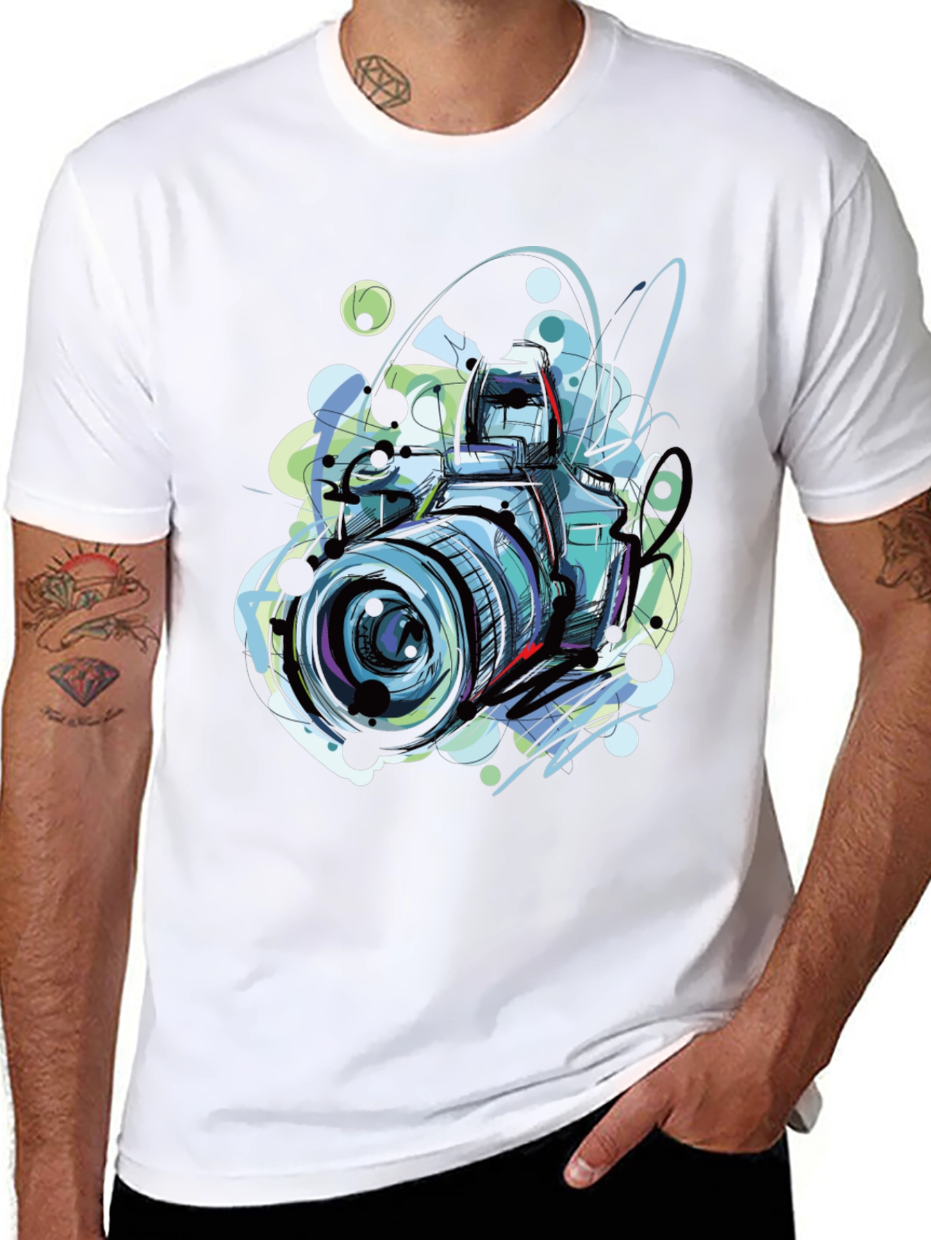 Camera Graphic Print Crew Neck T-Shirt