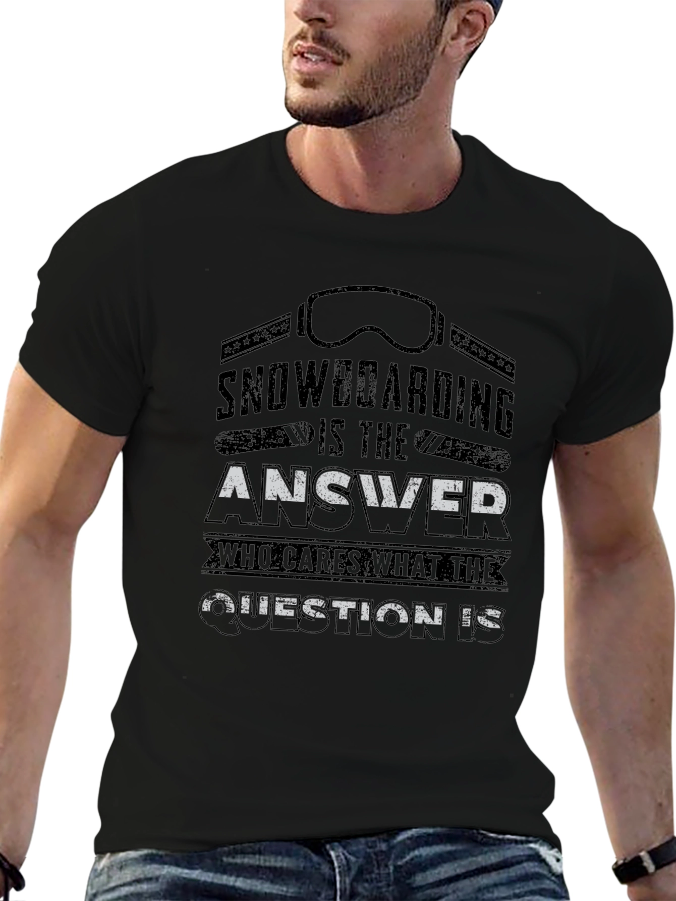 Snowboarding Answer Black T-Shirt