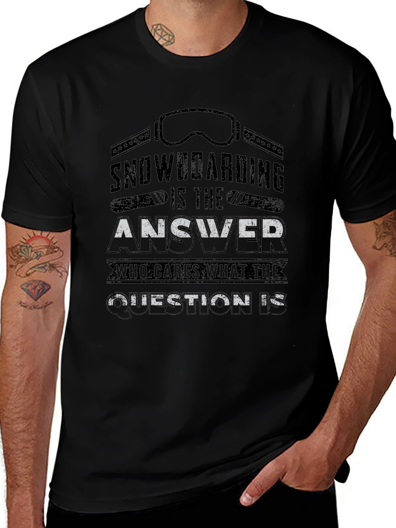 Snowboarding Answer Black T-Shirt