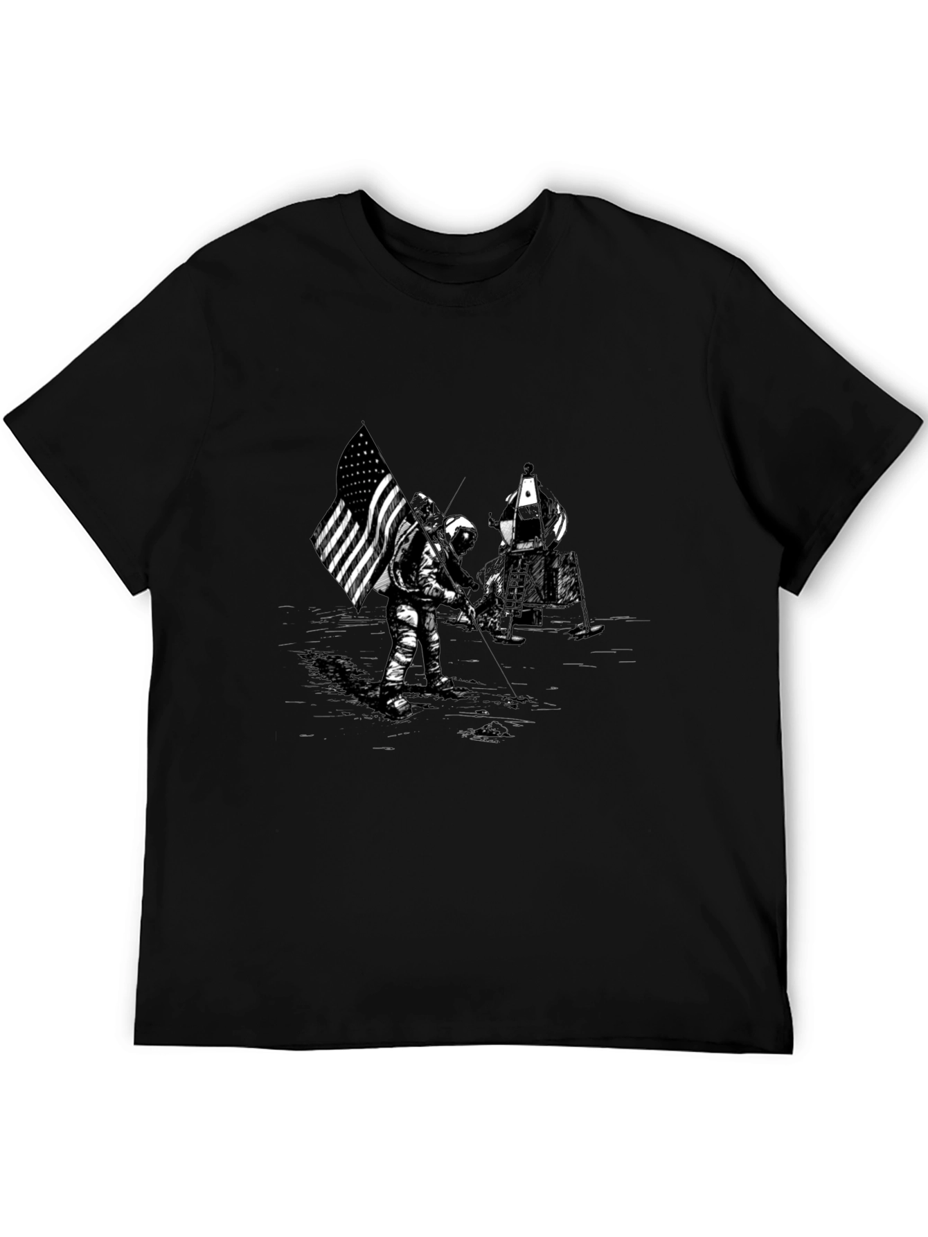 Moon Landing Graphic T-Shirt - Black