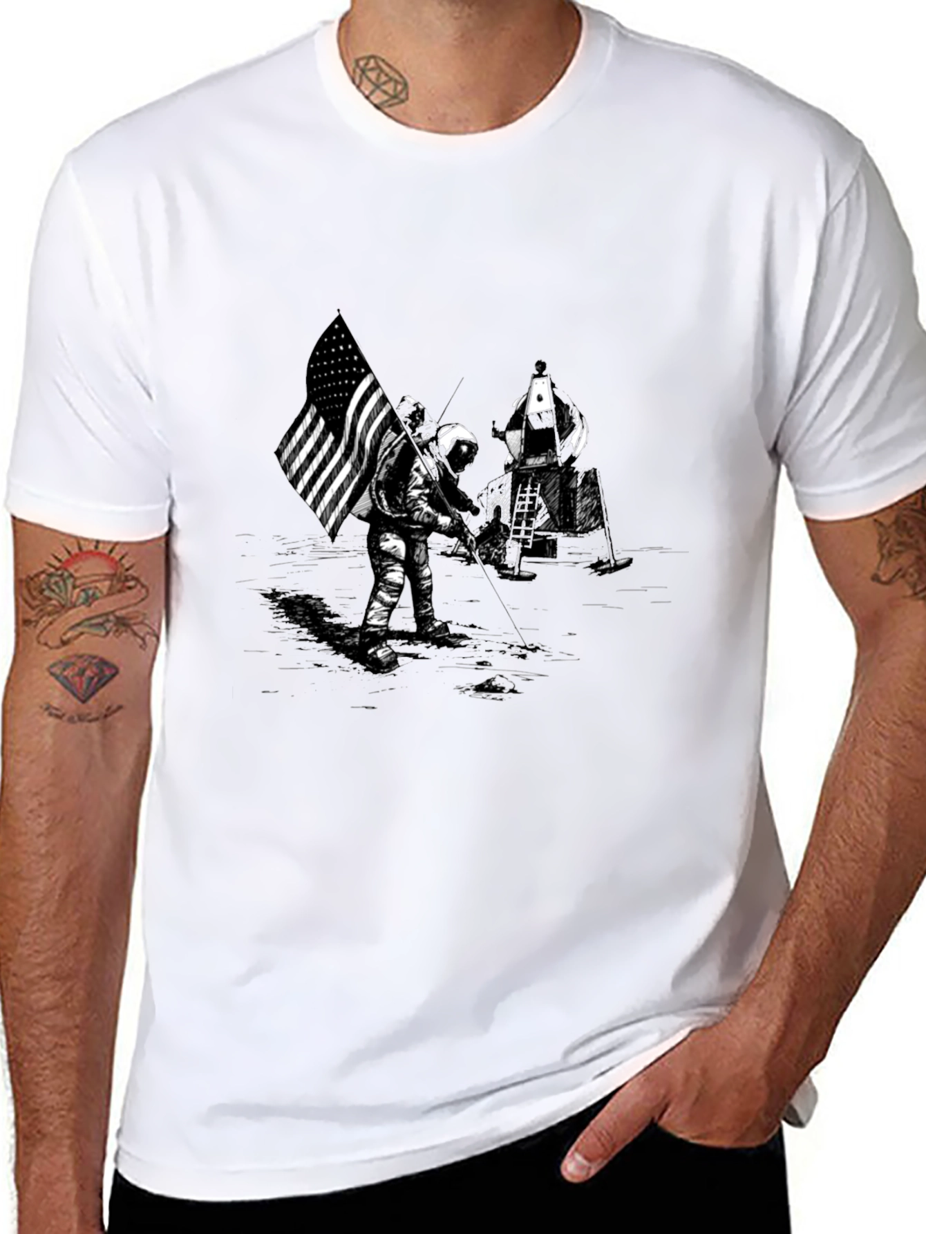Moon Landing Graphic T-Shirt - Black