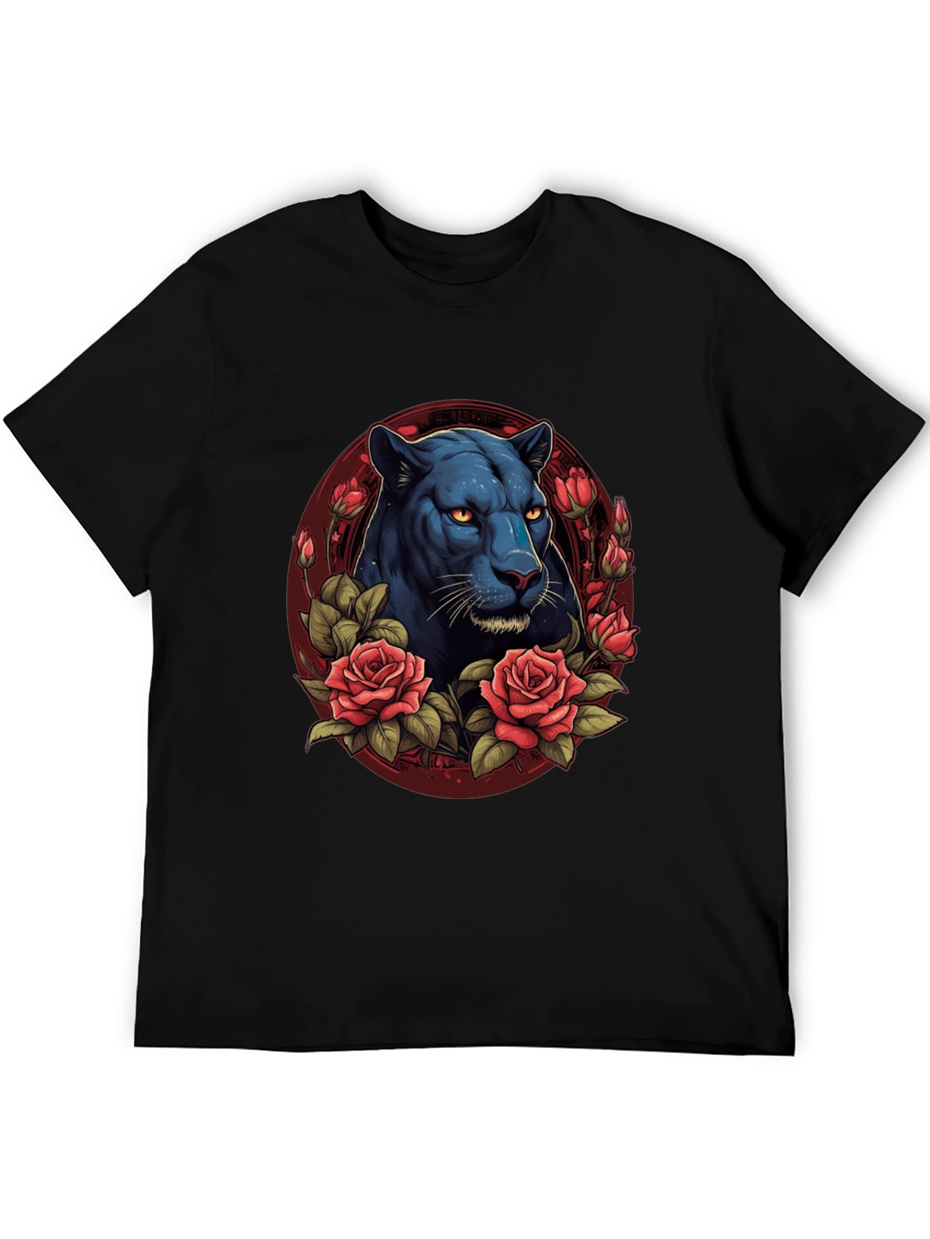 Black Panther & Roses Graphic T-Shirt