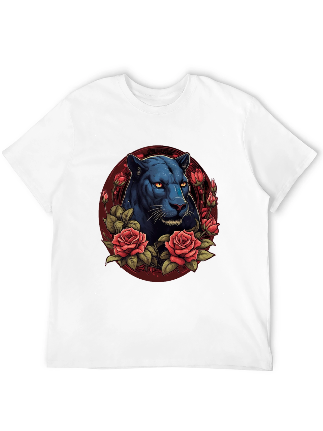 Black Panther & Roses Graphic T-Shirt