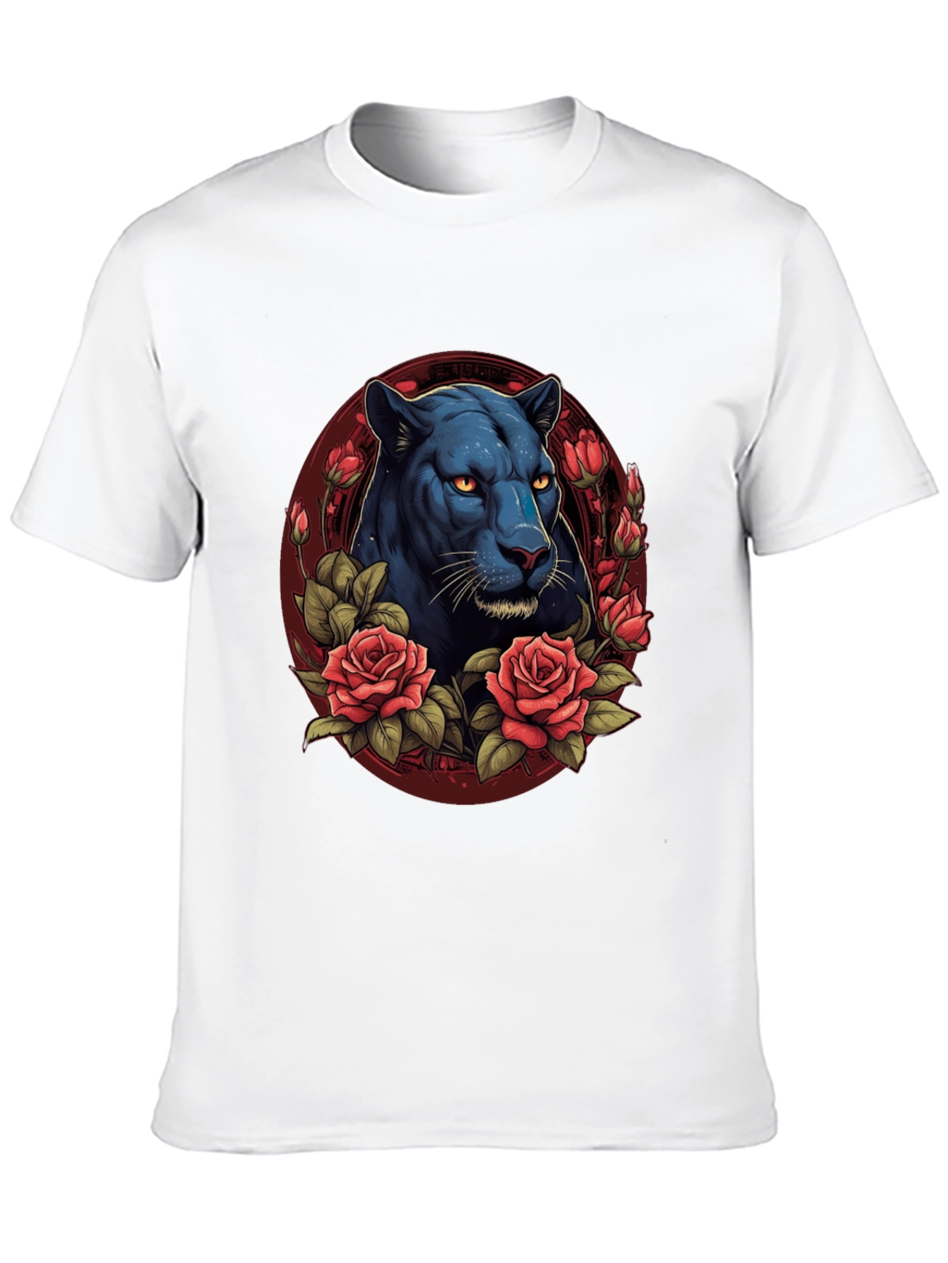 Black Panther & Roses Graphic T-Shirt