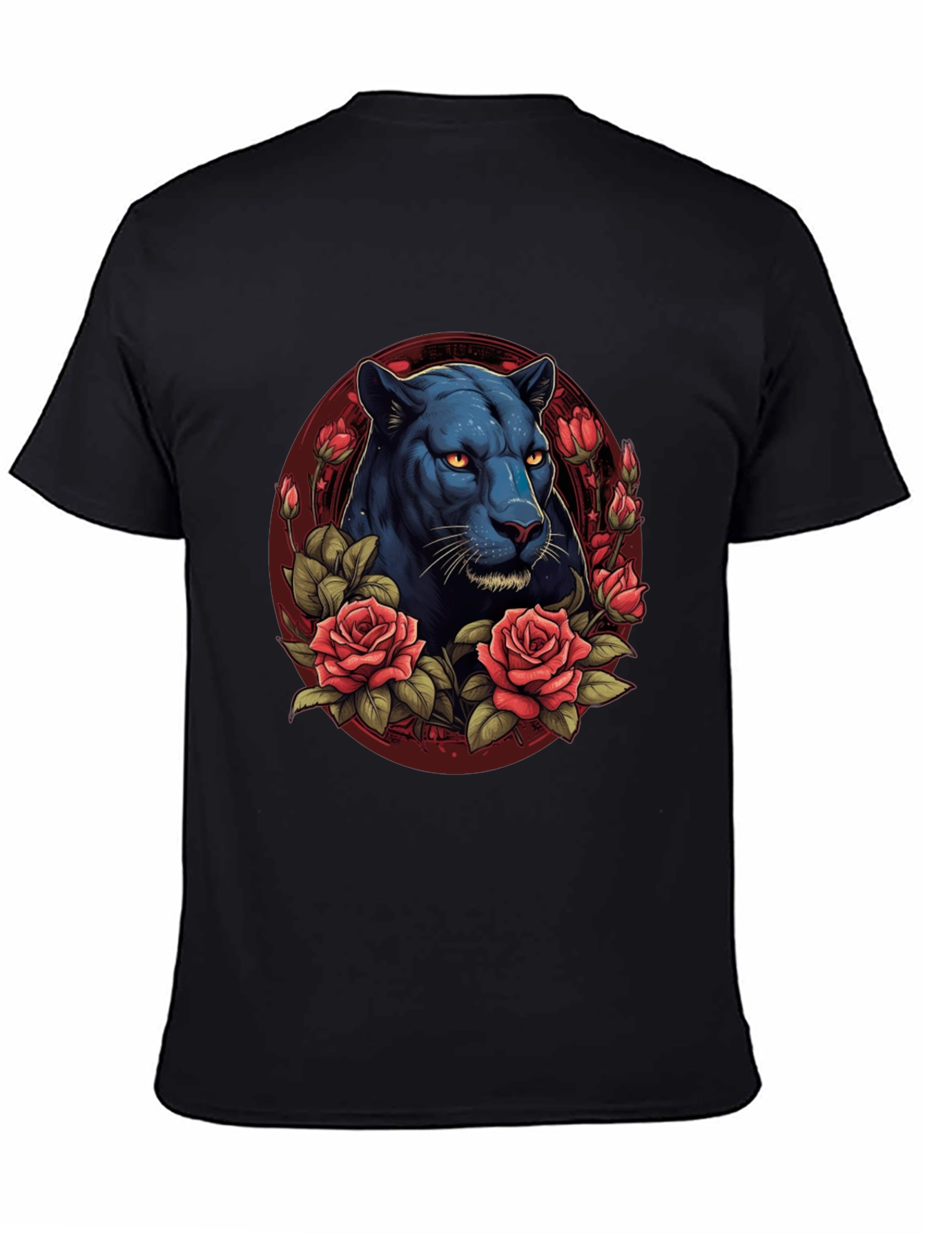 Black Panther & Roses Graphic T-Shirt