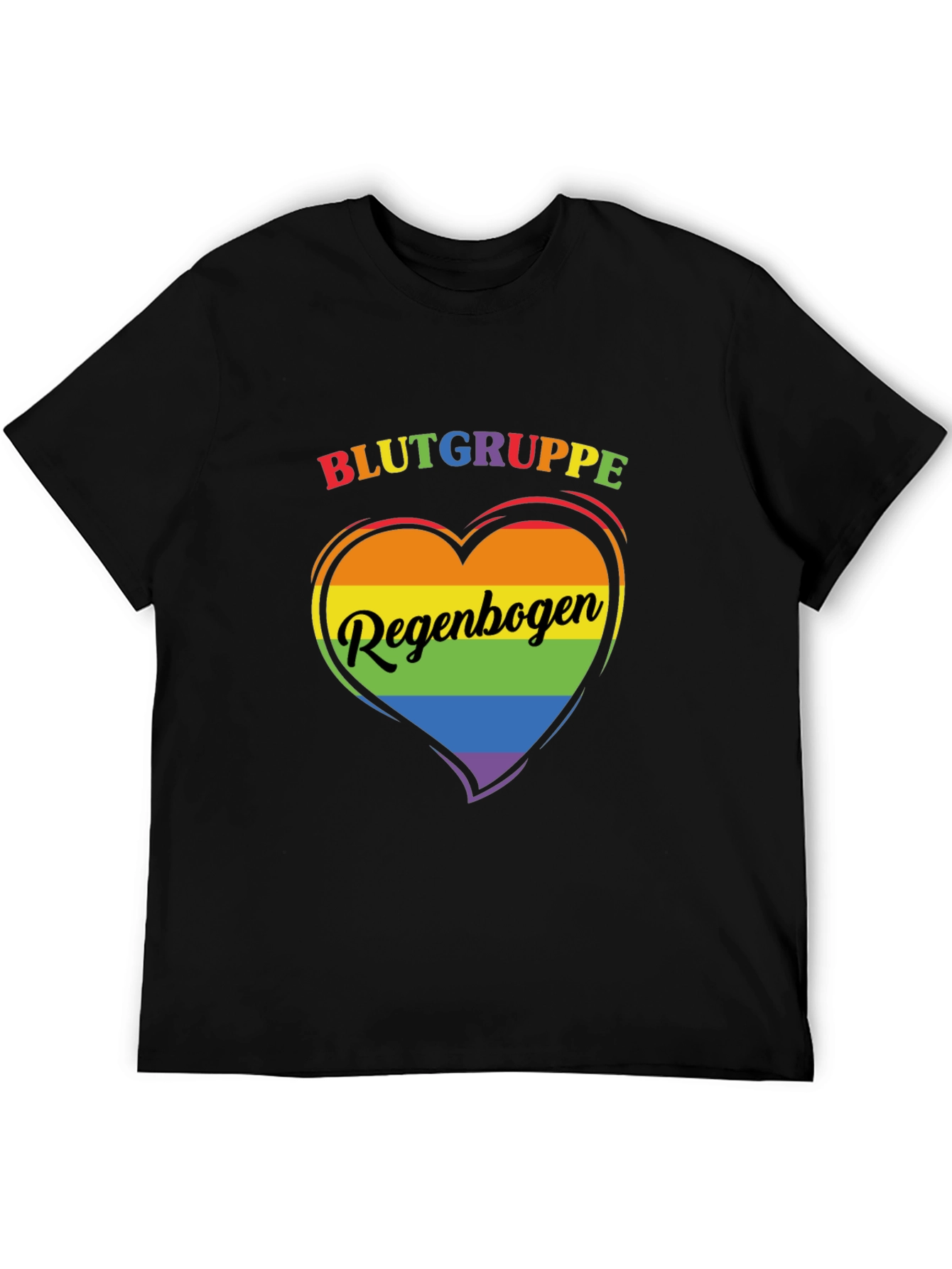 Rainbow Pride Heart T-Shirt - Blutgruppe Regenbogen