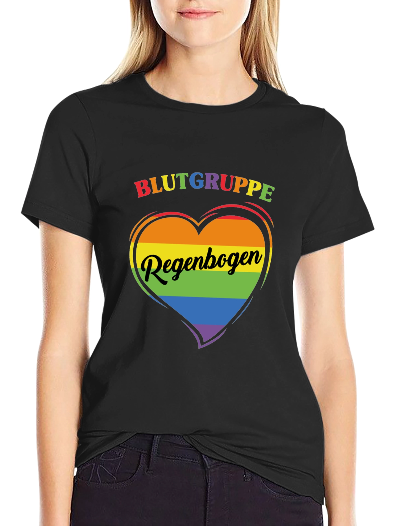 Rainbow Pride Heart T-Shirt - Blutgruppe Regenbogen