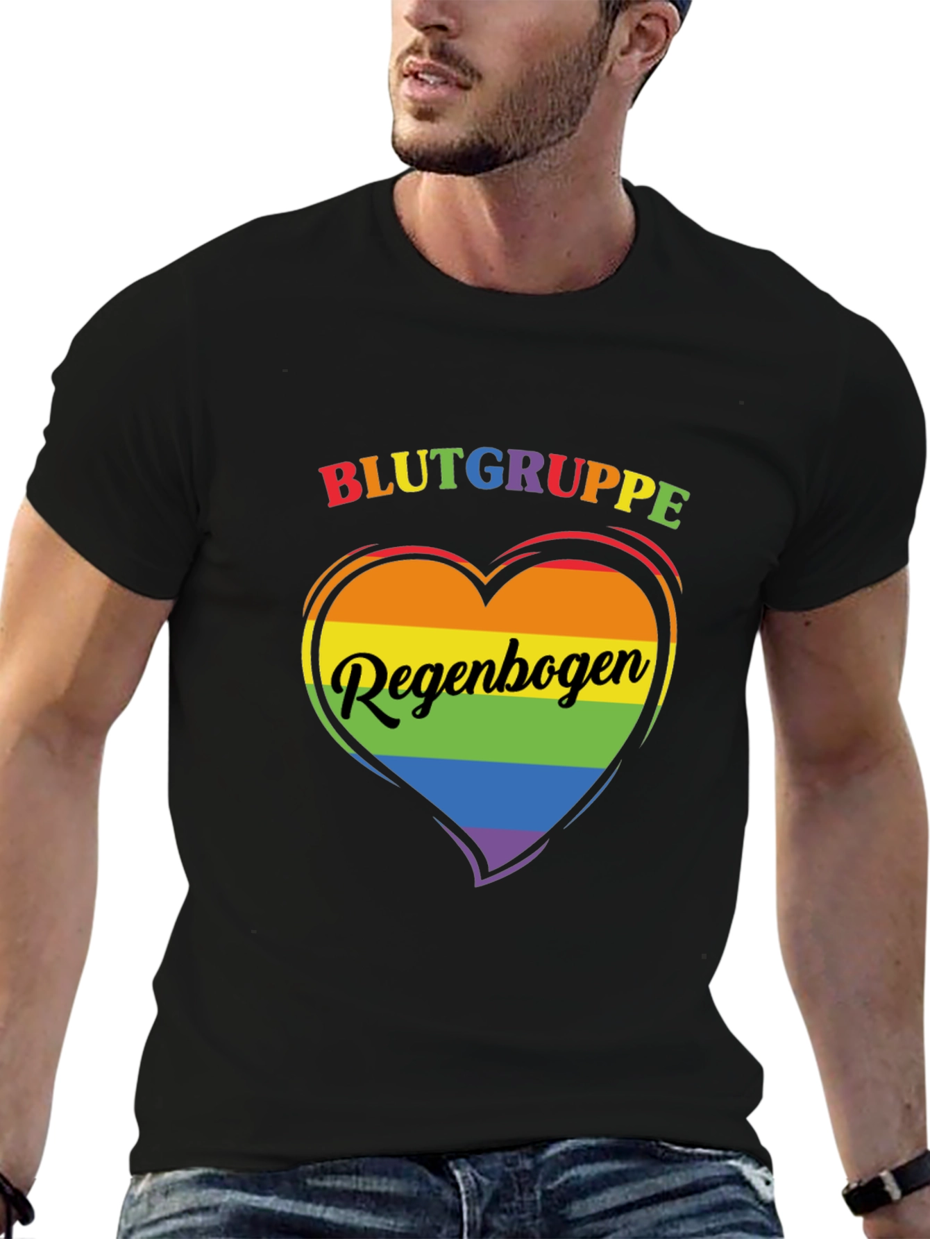 Rainbow Pride Heart T-Shirt - Blutgruppe Regenbogen