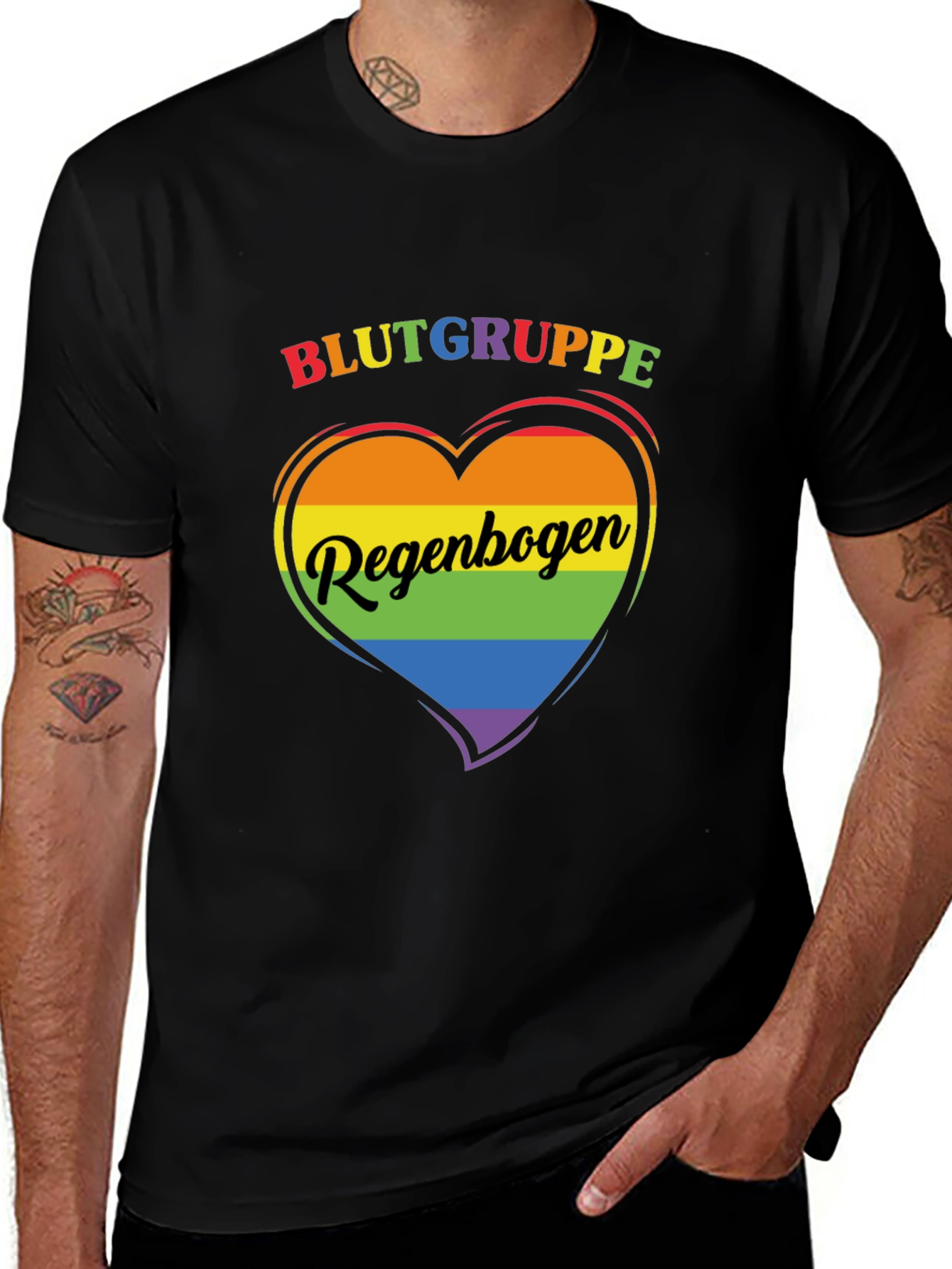 Rainbow Pride Heart T-Shirt - Blutgruppe Regenbogen