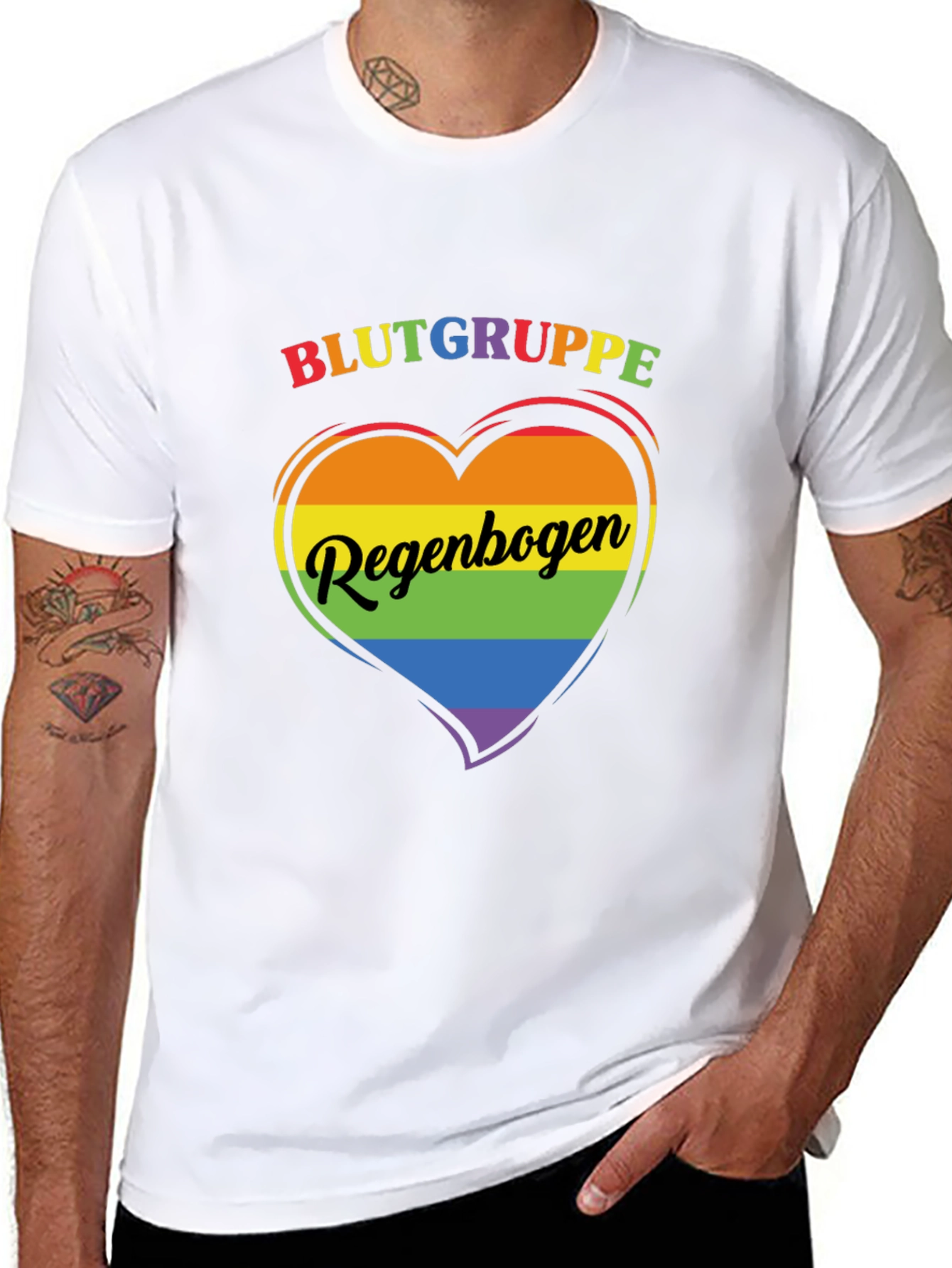 Rainbow Pride Heart T-Shirt - Blutgruppe Regenbogen