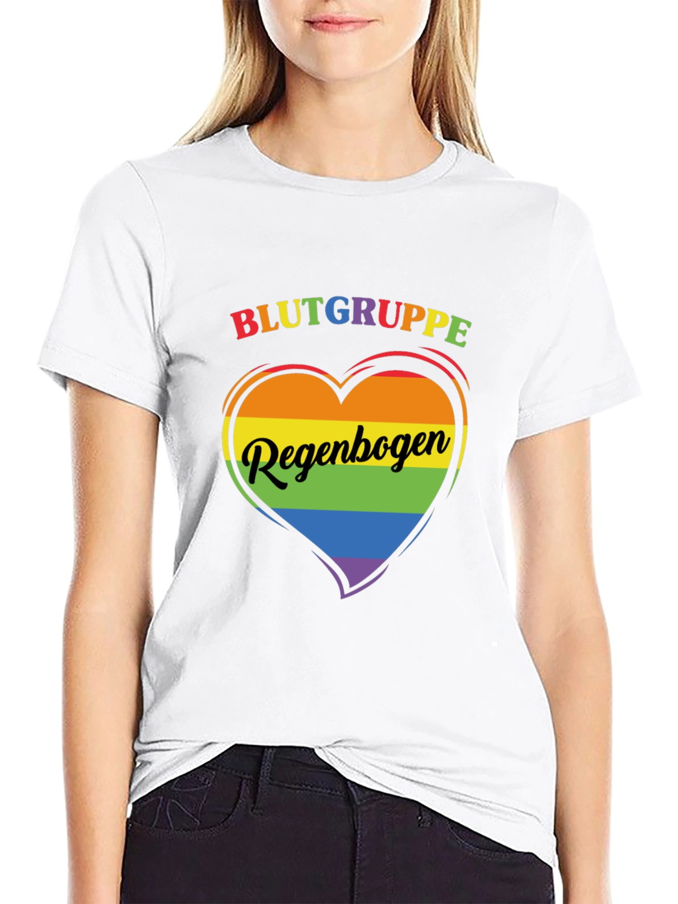 Rainbow Pride Heart T-Shirt - Blutgruppe Regenbogen