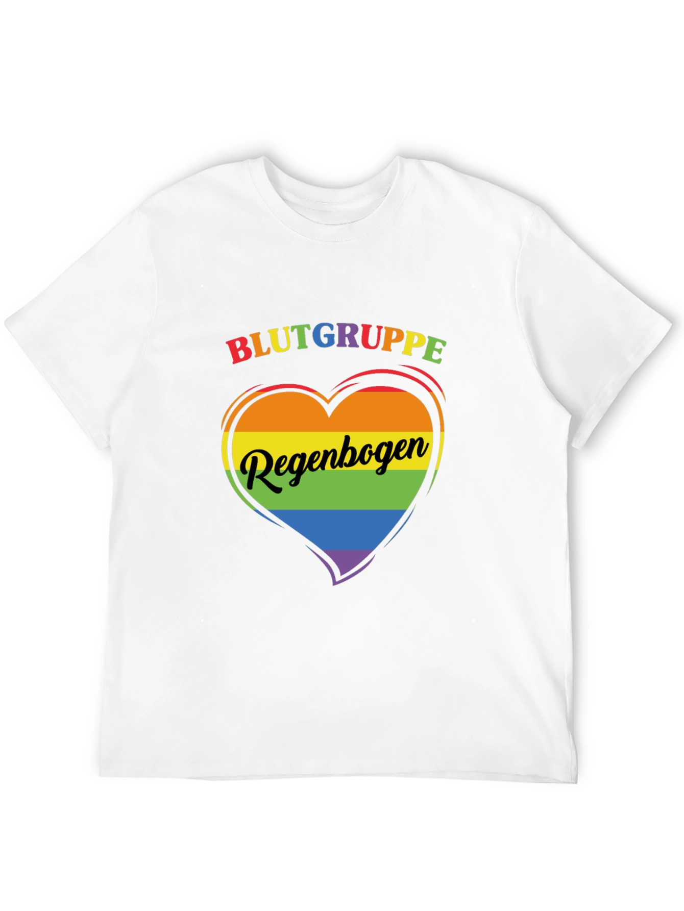 Rainbow Pride Heart T-Shirt - Blutgruppe Regenbogen