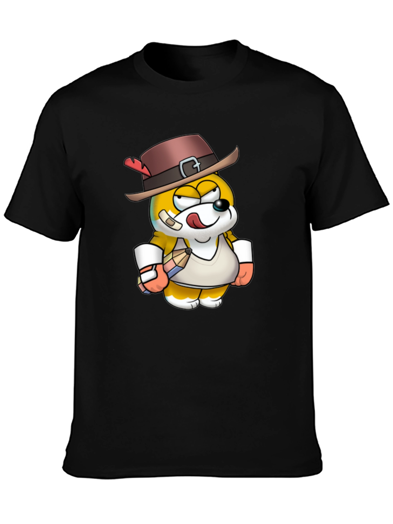 Fun Cartoon Character Black T-Shirt
