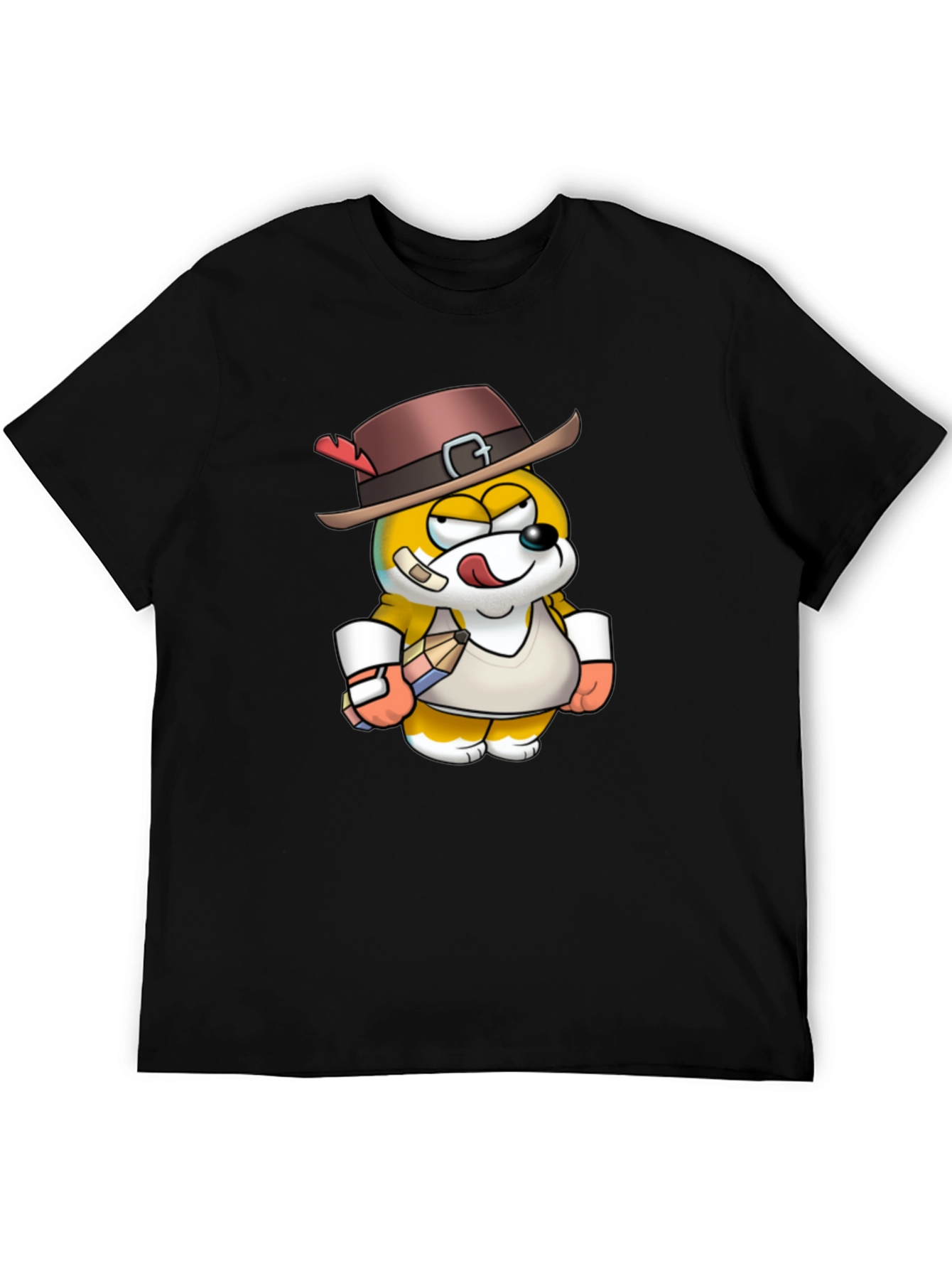 Fun Cartoon Character Black T-Shirt