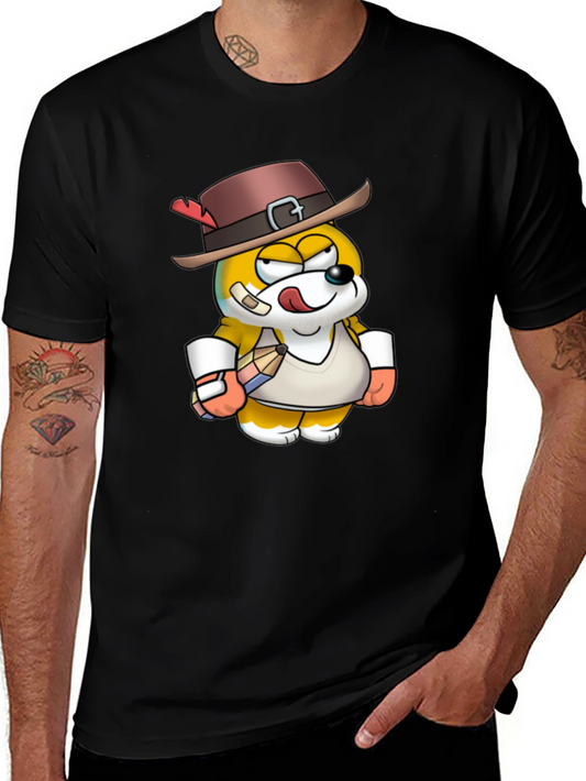 Fun Cartoon Character Black T-Shirt