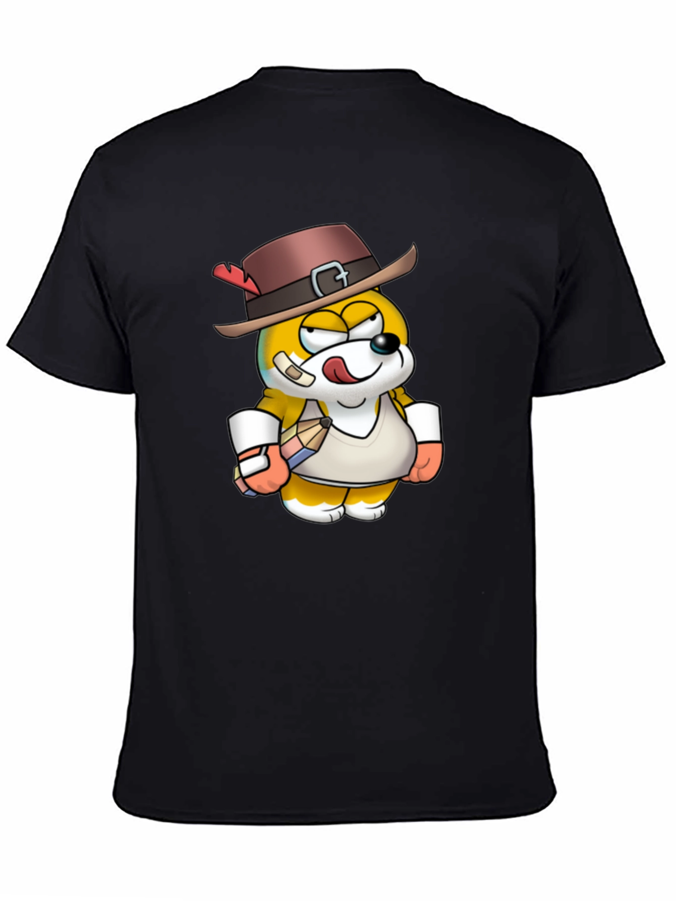 Fun Cartoon Character Black T-Shirt