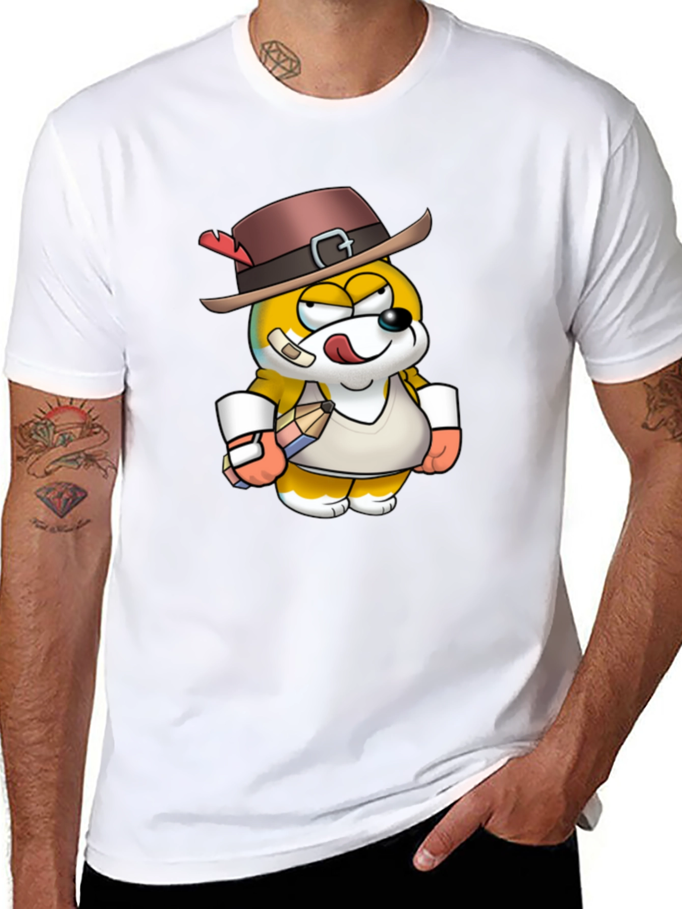 Fun Cartoon Character Black T-Shirt