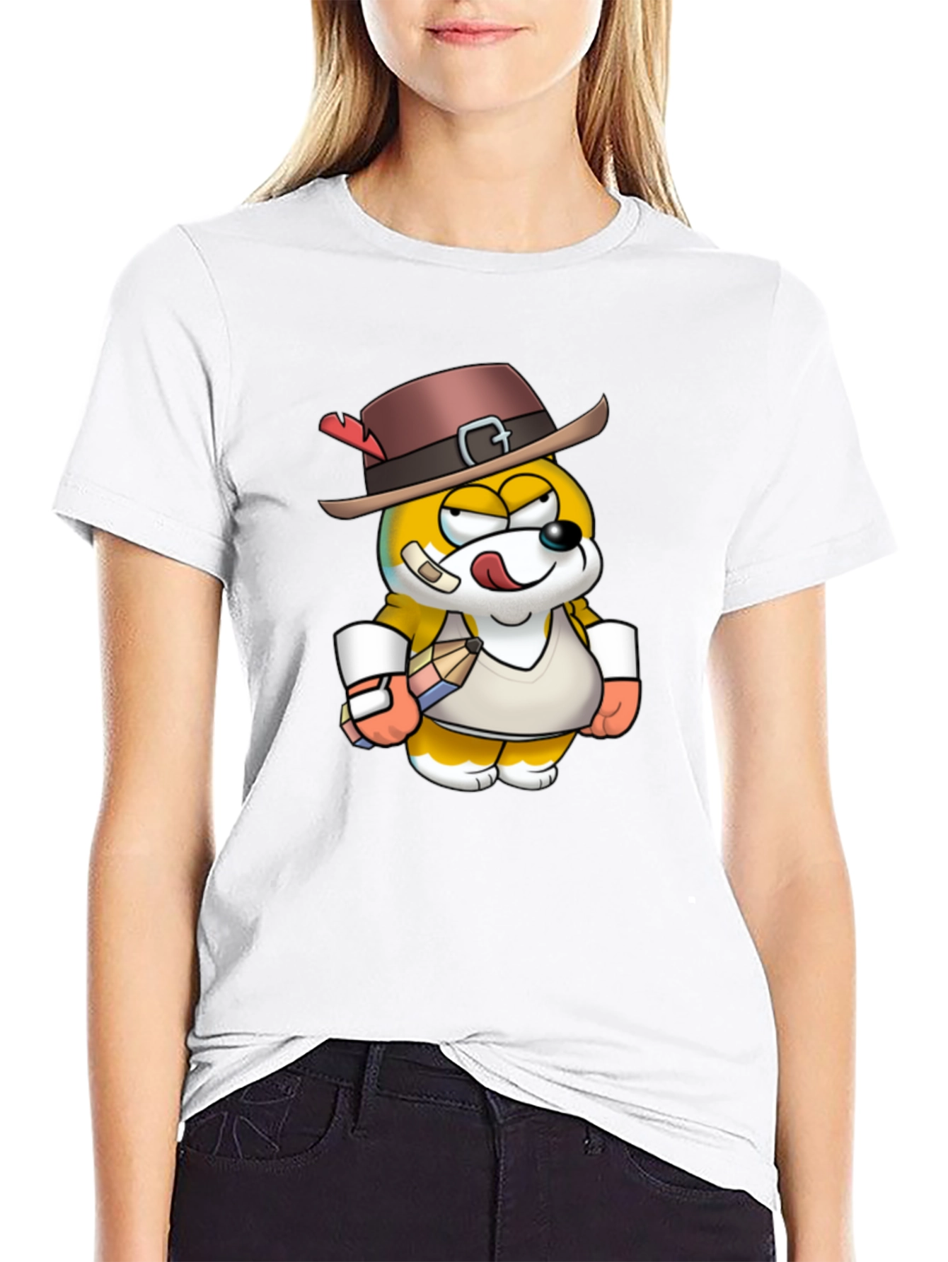 Fun Cartoon Character Black T-Shirt