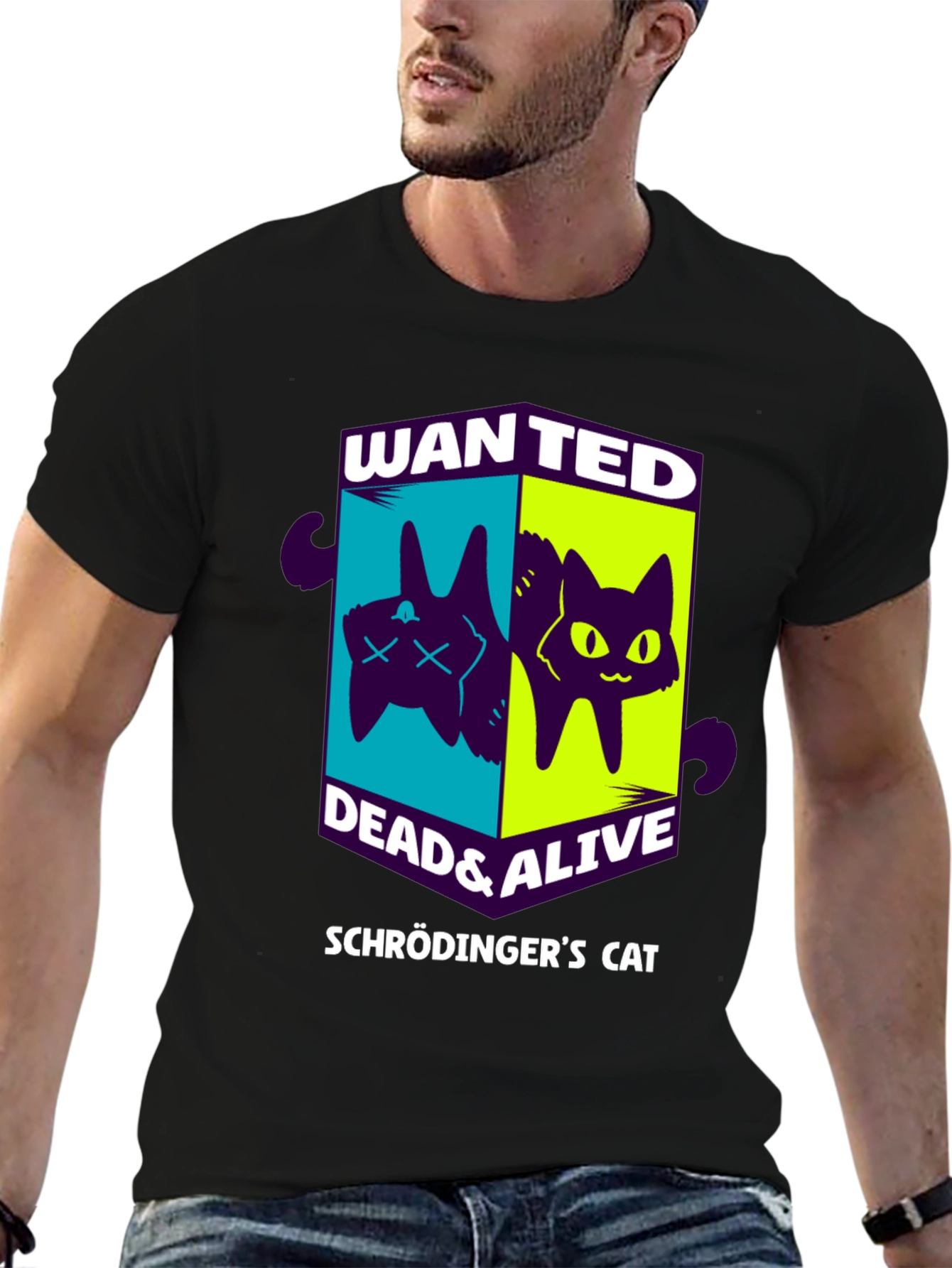 Schrödingers Cat Wanted Dead & Alive Graphic T-Shirt