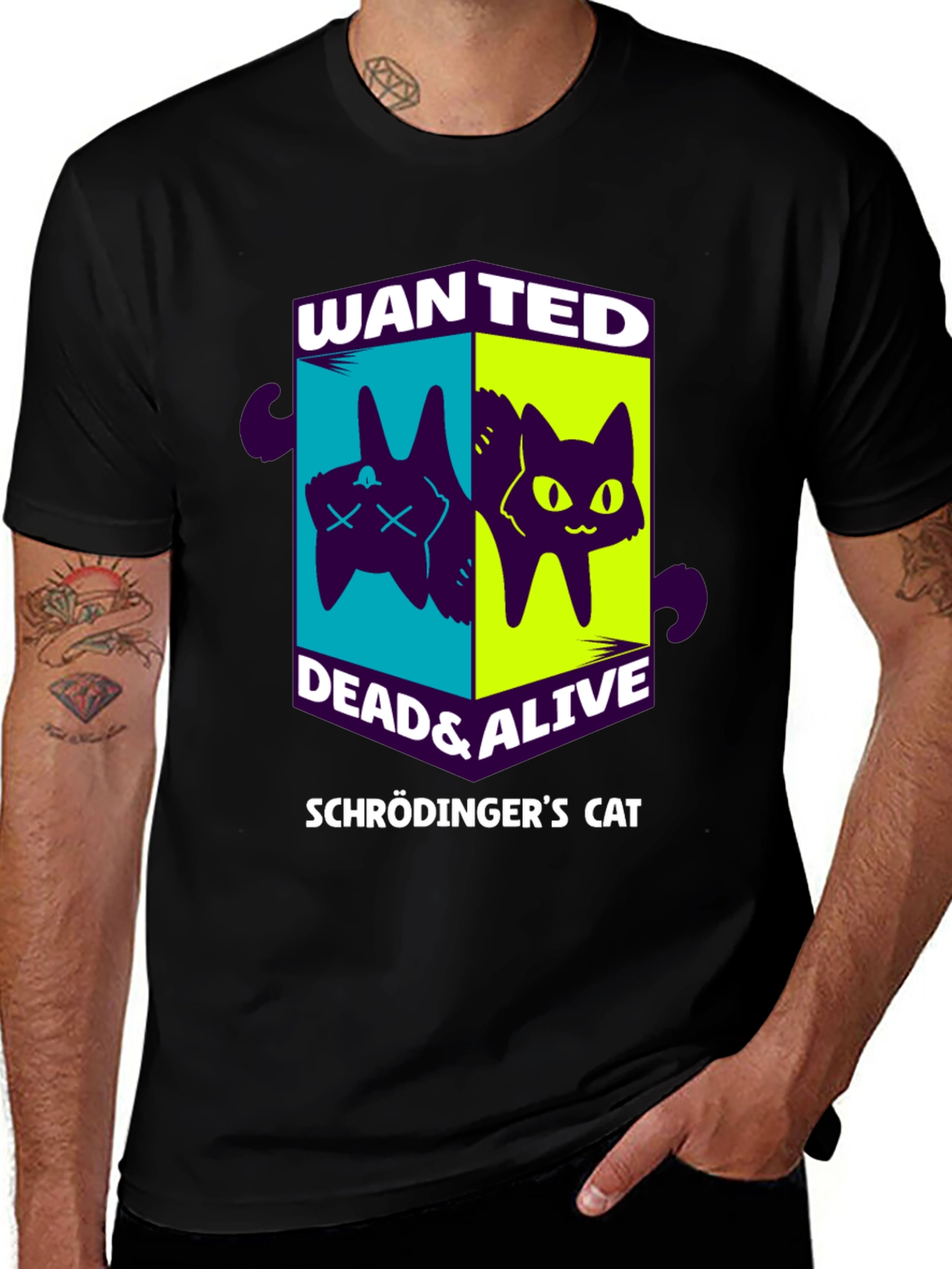 Schrödingers Cat Wanted Dead & Alive Graphic T-Shirt