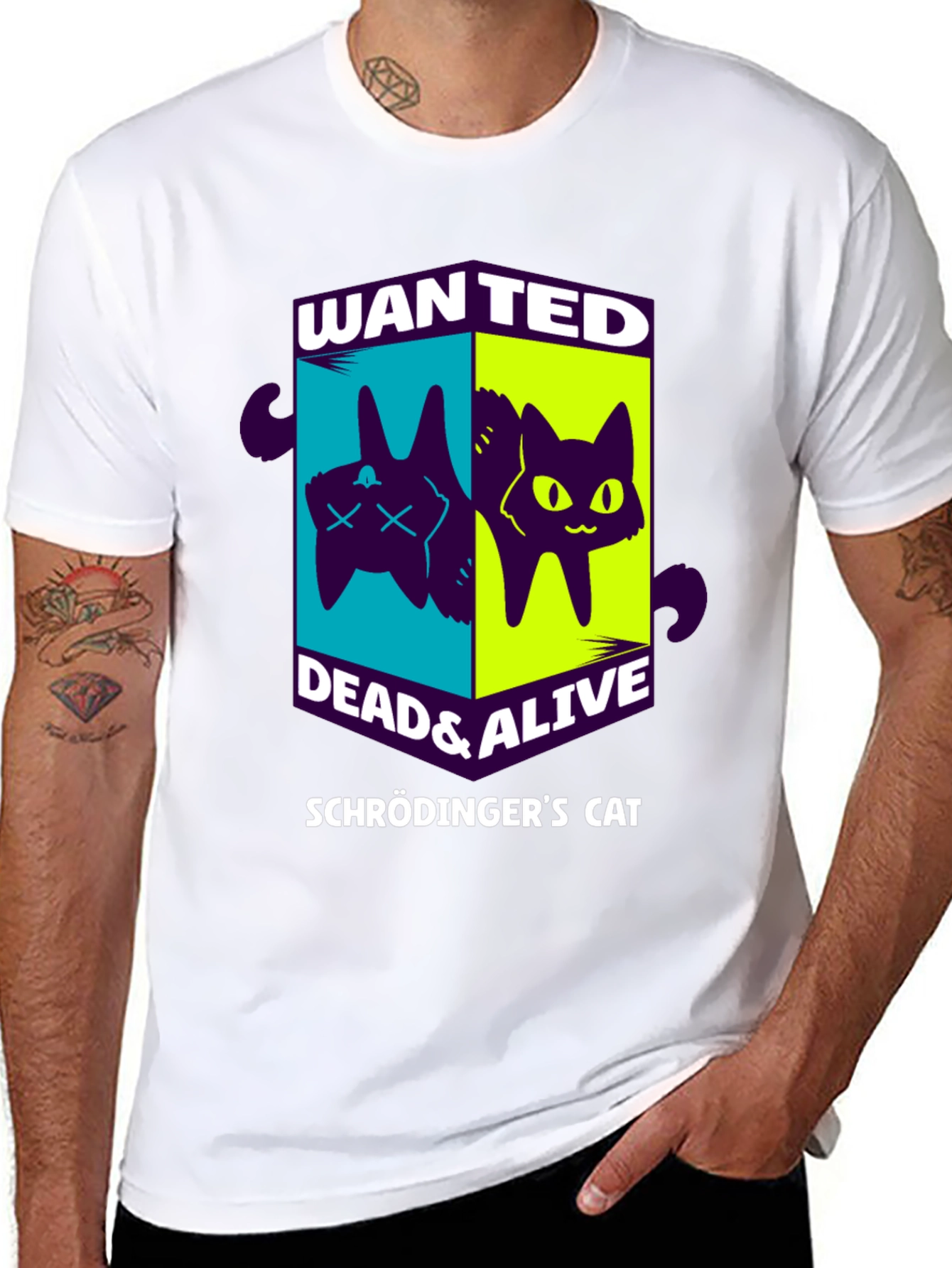 Schrödingers Cat Wanted Dead & Alive Graphic T-Shirt