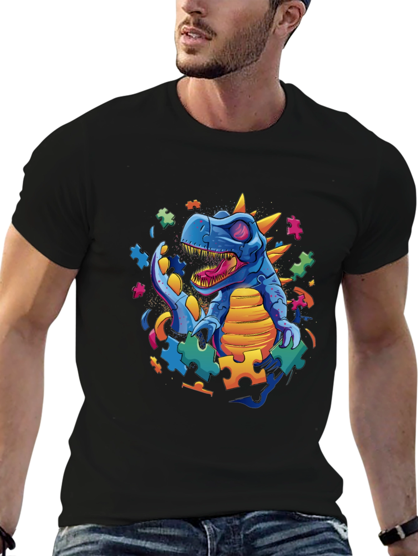 Autism Awareness Dinosaur Puzzle Piece T-Shirt