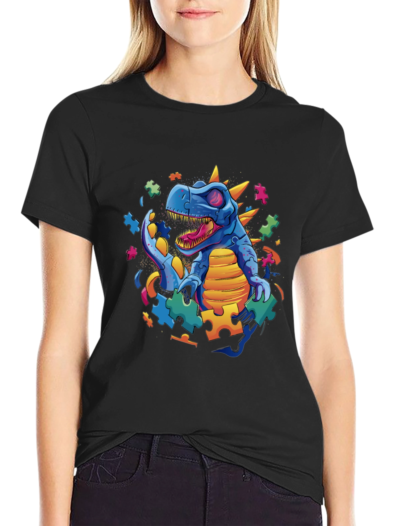 Autism Awareness Dinosaur Puzzle Piece T-Shirt