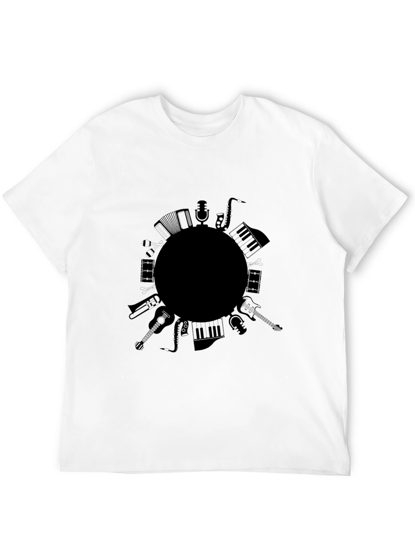 Musical Instrument Circle Graphic Tee - Black