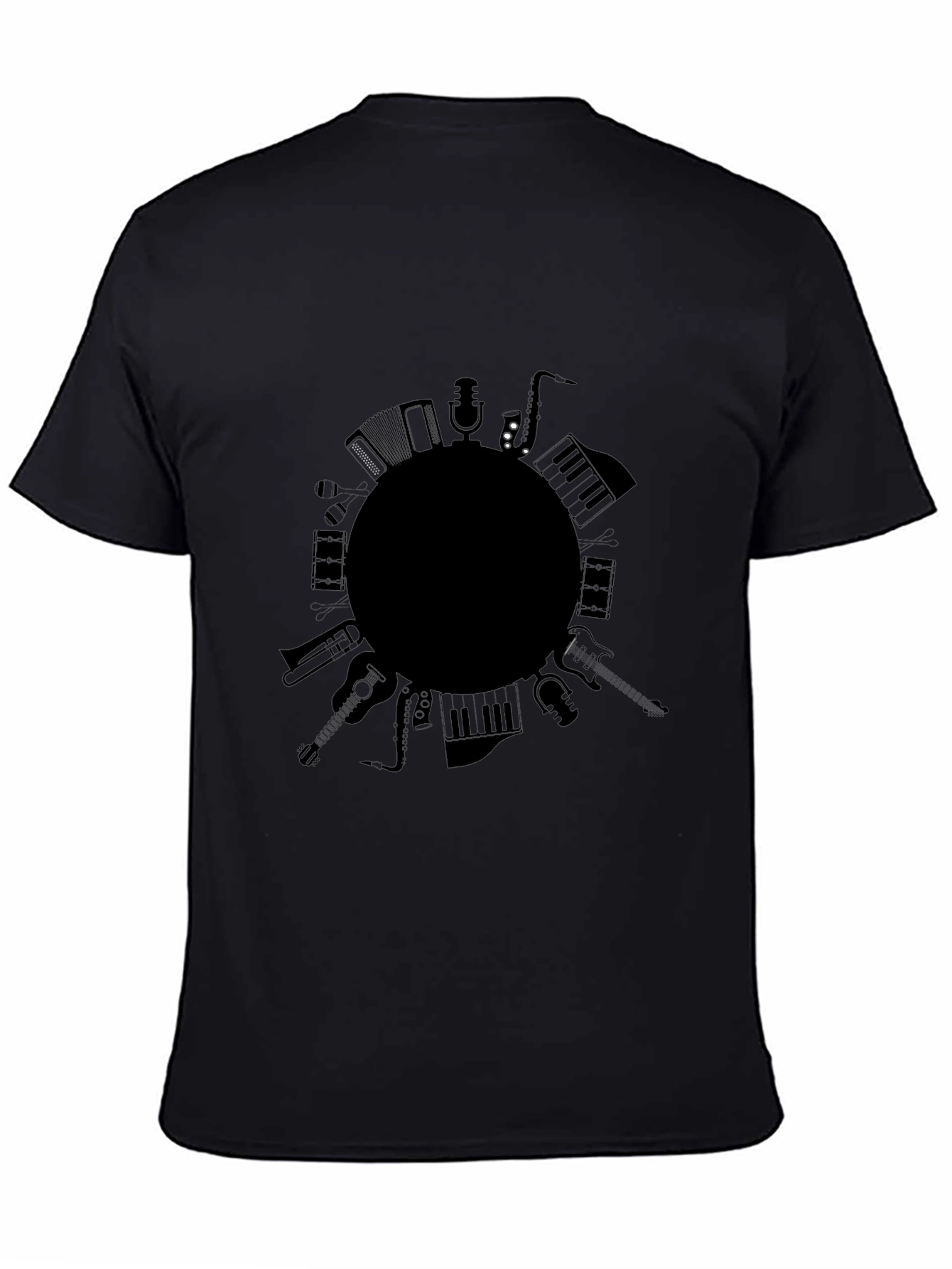 Musical Instrument Circle Graphic Tee - Black