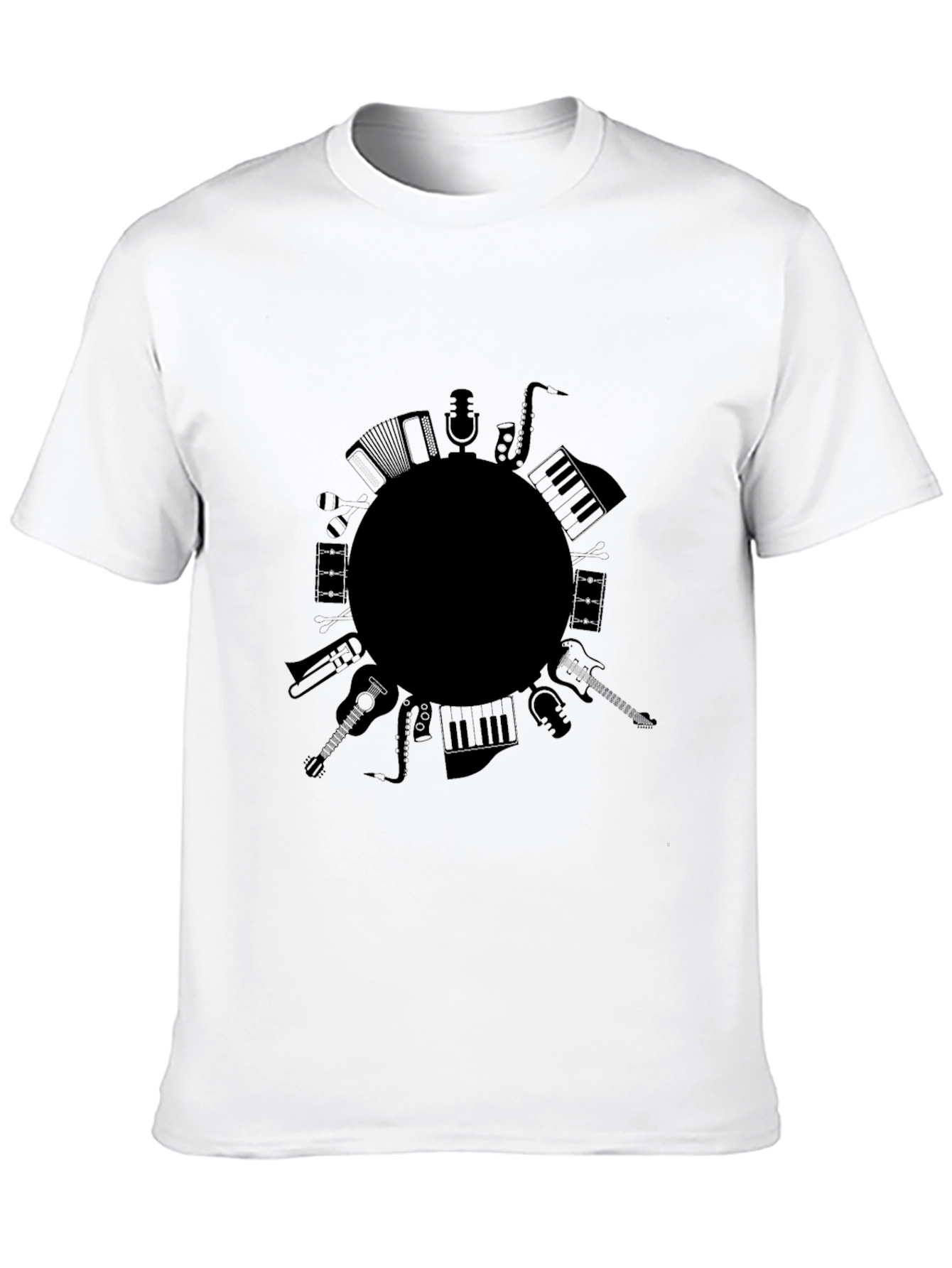Musical Instrument Circle Graphic Tee - Black