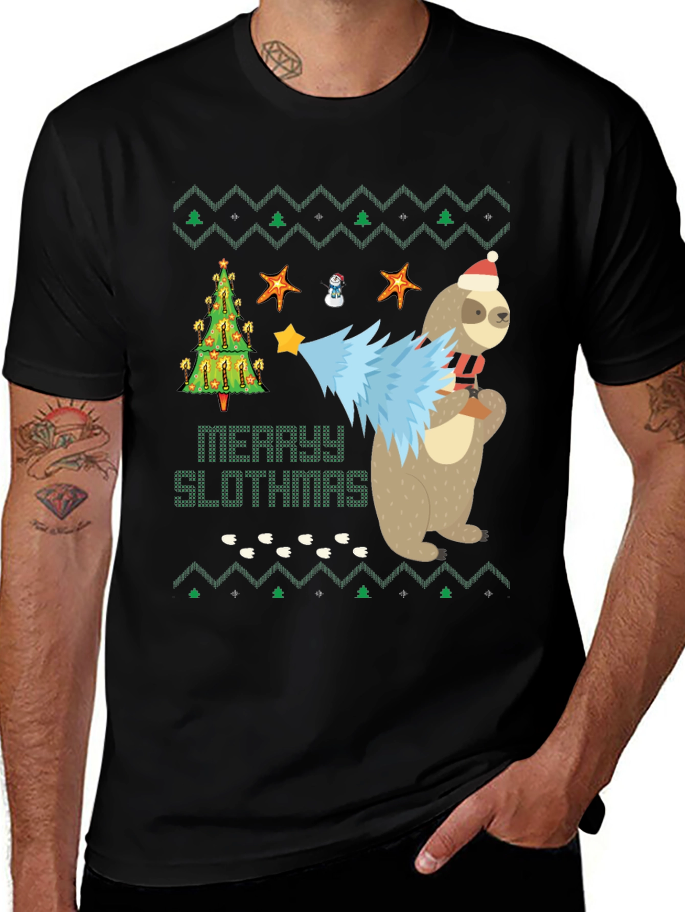 Merry Slothmas Graphic Tee - Funny Holiday Sloth Shirt