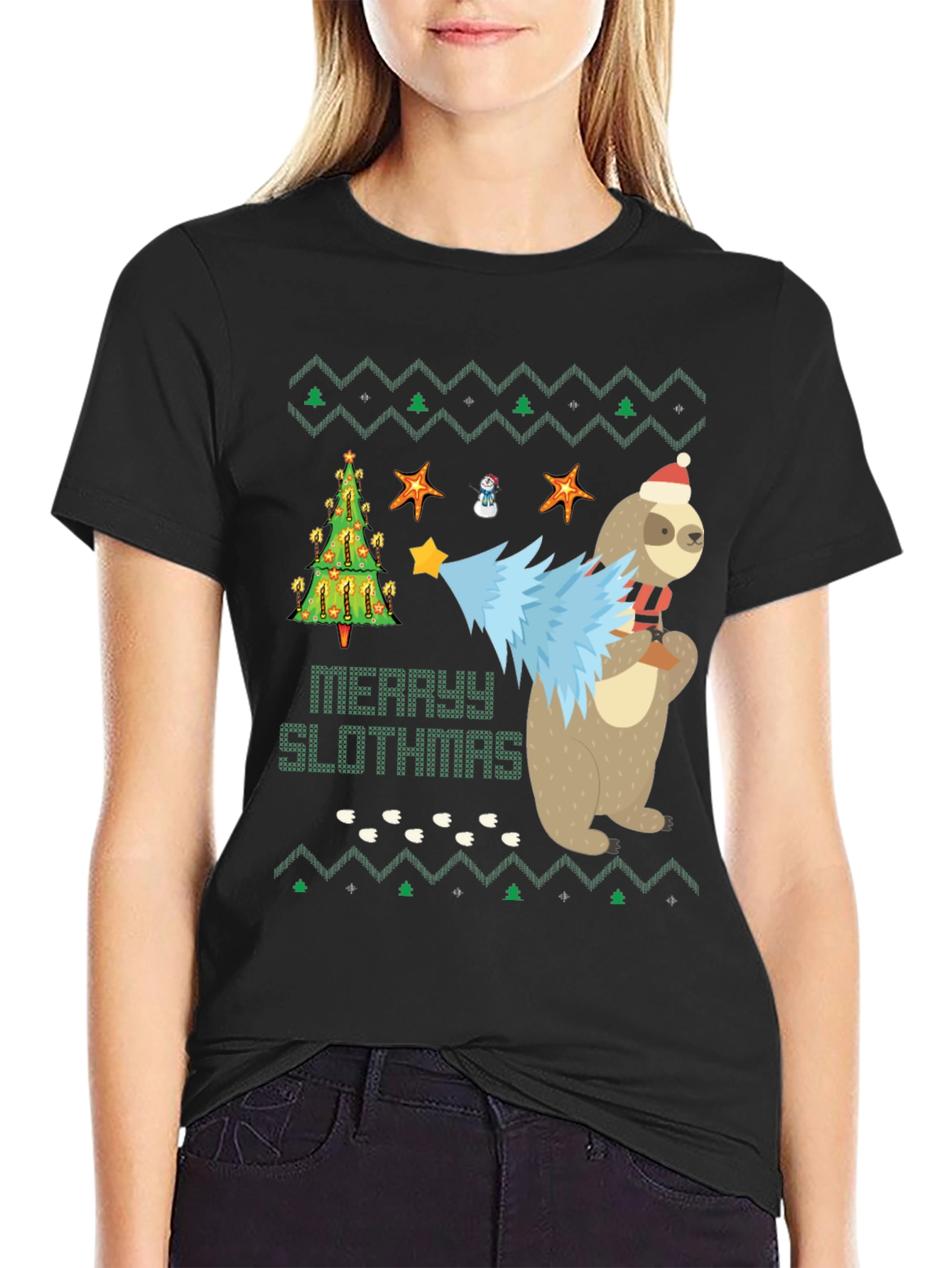 Merry Slothmas Graphic Tee - Funny Holiday Sloth Shirt