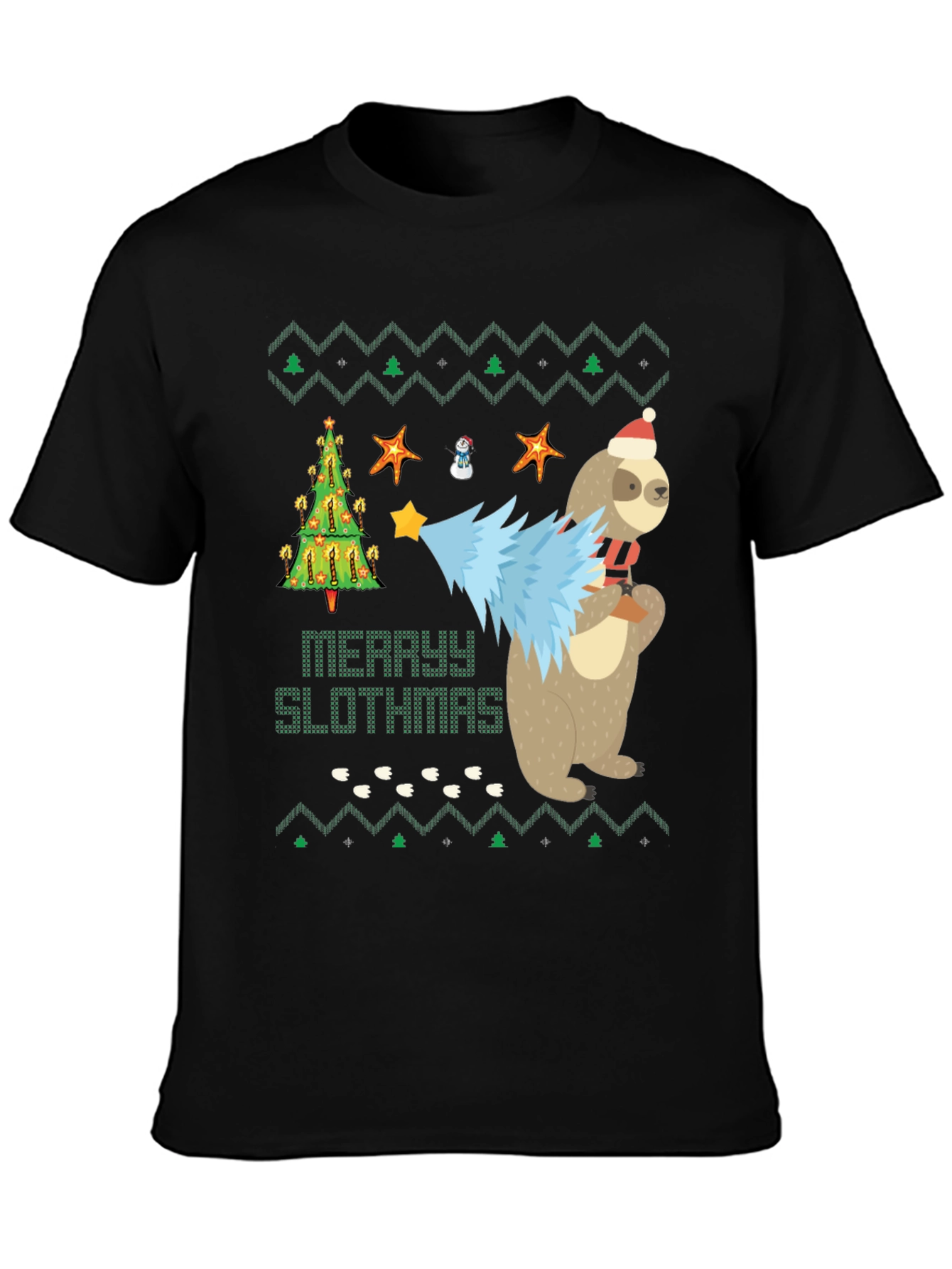 Merry Slothmas Graphic Tee - Funny Holiday Sloth Shirt