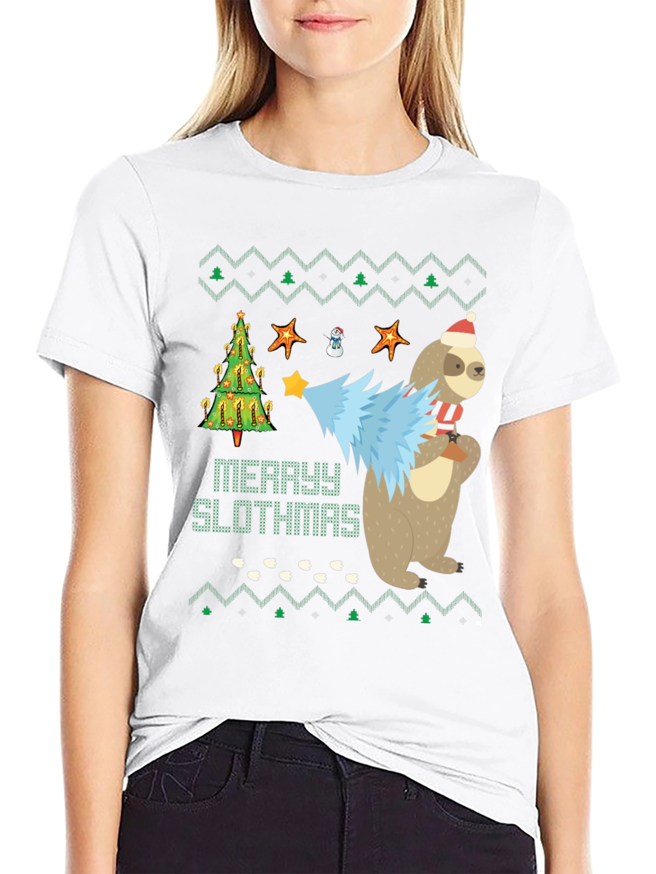 Merry Slothmas Graphic Tee - Funny Holiday Sloth Shirt